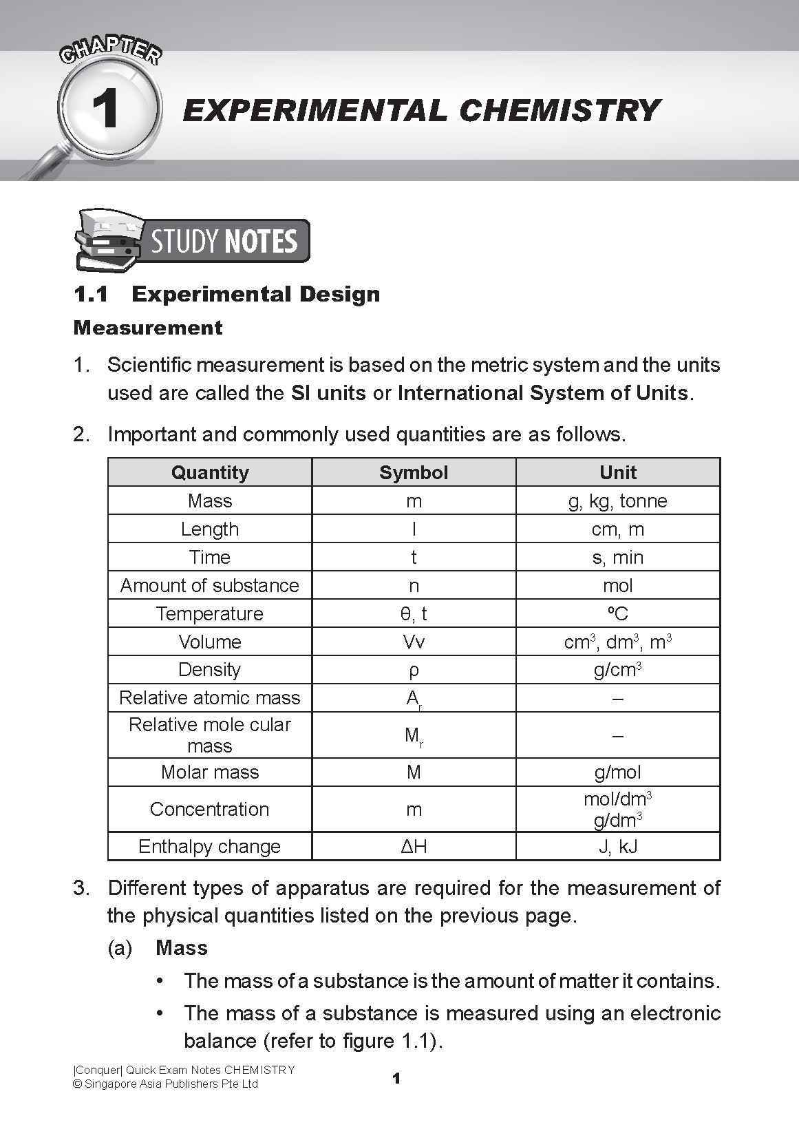 Conquer QUICK EXAM NOTES CHEMISTRY