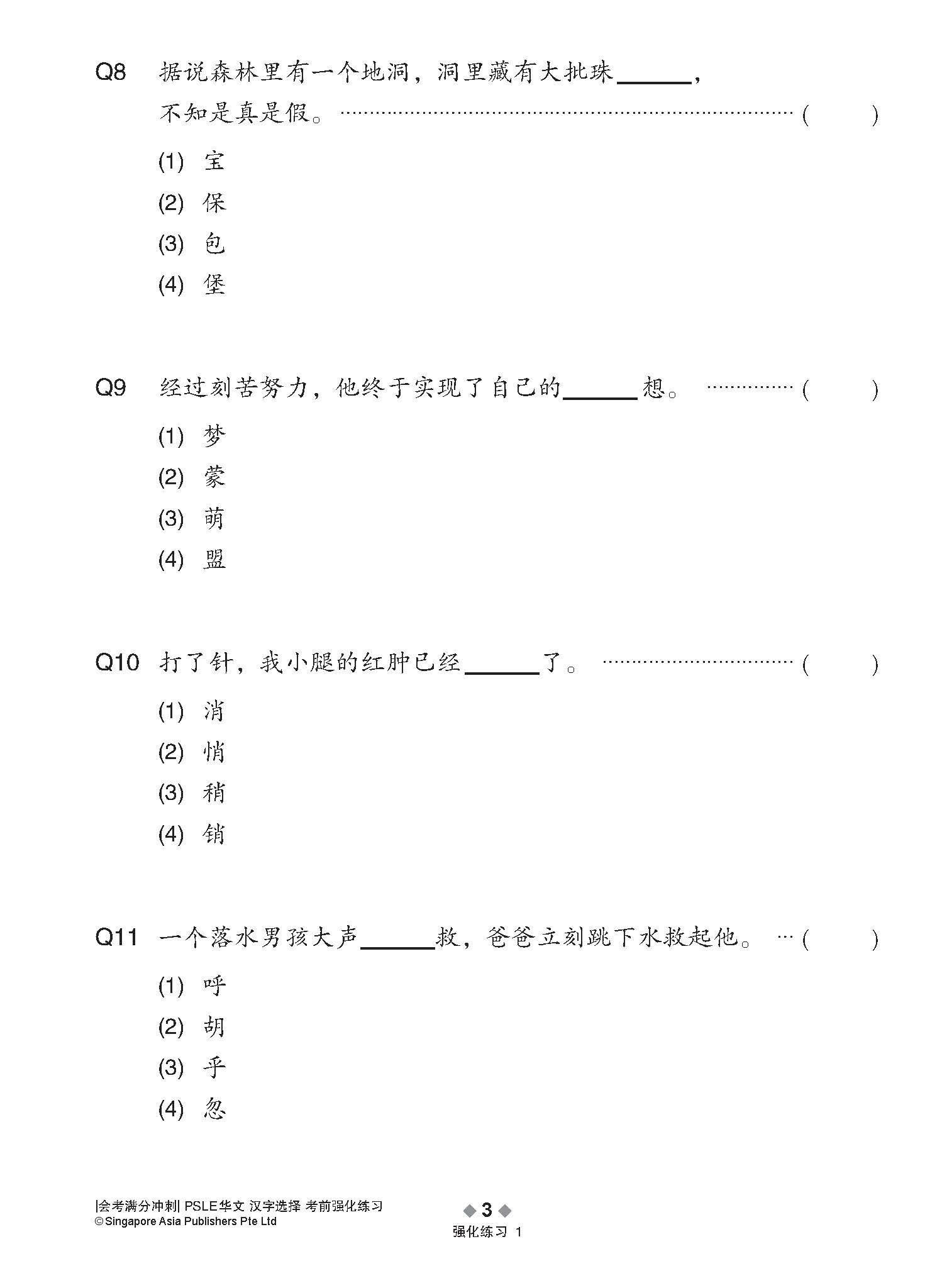 会考满分冲刺 PSLE华文汉字选择考前强化练习 / PSLE Chinese Word Enrichment Exercises