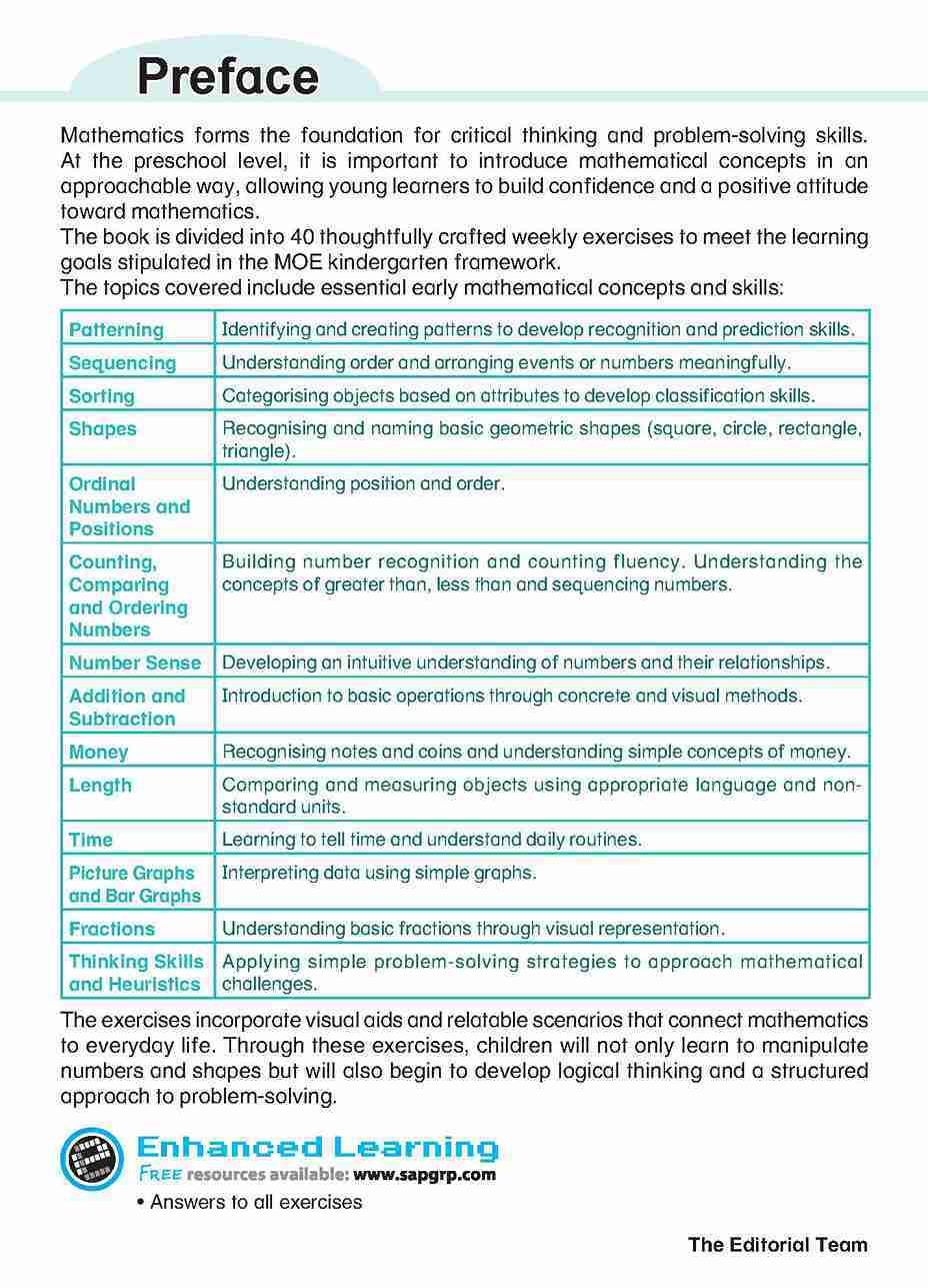 Let’s Advance in MATHEMATICS WEEKLY LESSONS Kindergarten 1