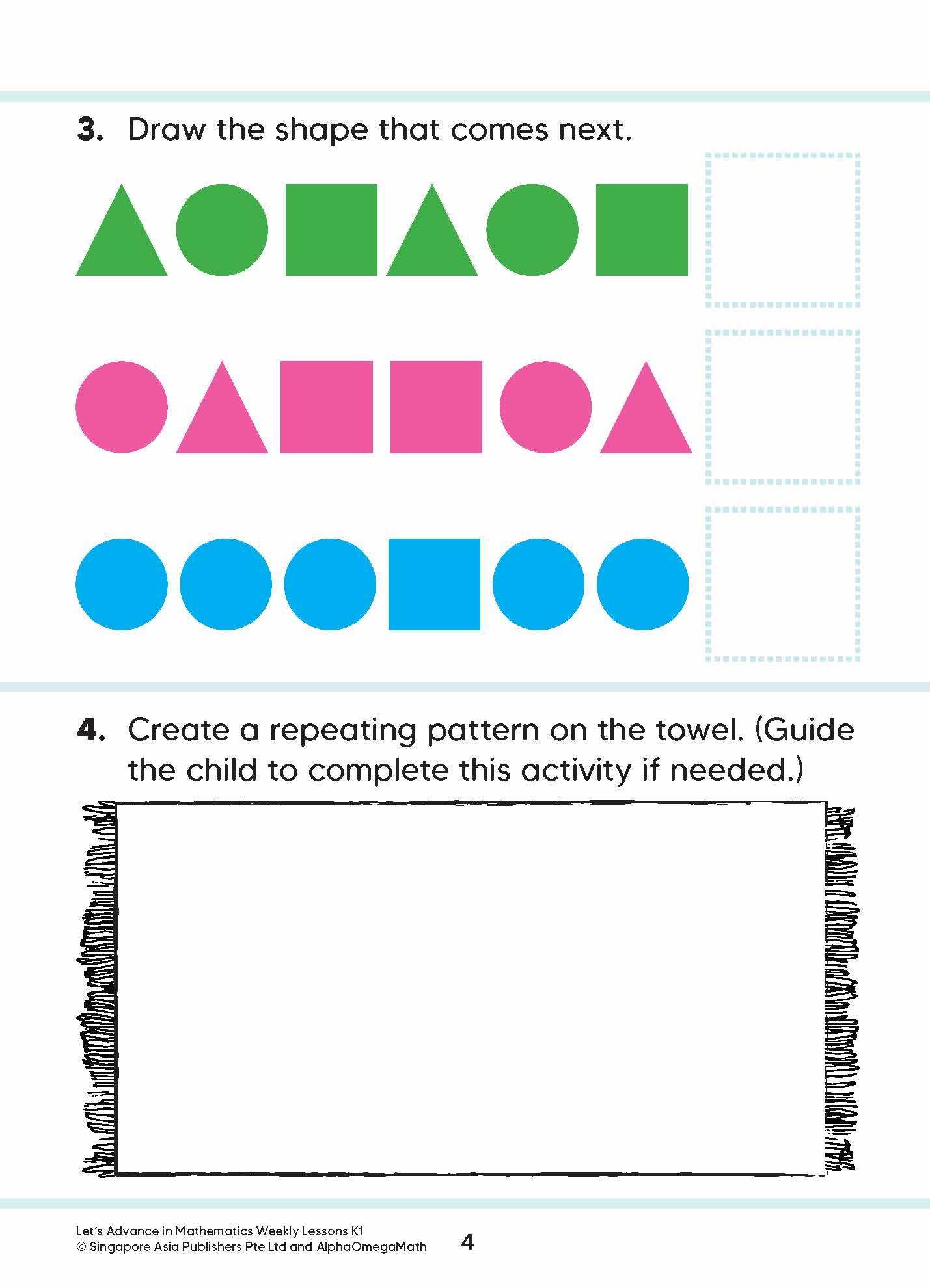 Let’s Advance in MATHEMATICS WEEKLY LESSONS Kindergarten 1