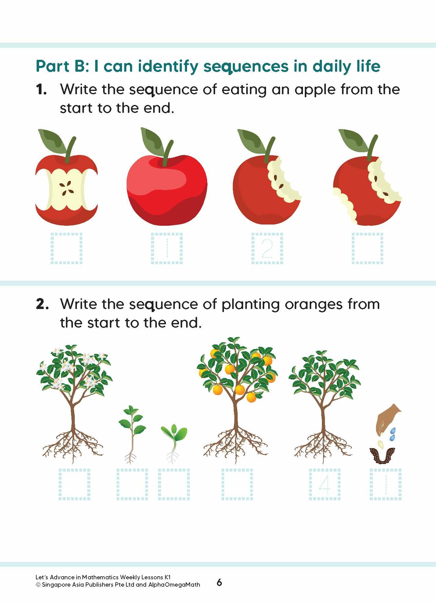 Let’s Advance in MATHEMATICS WEEKLY LESSONS Kindergarten 1