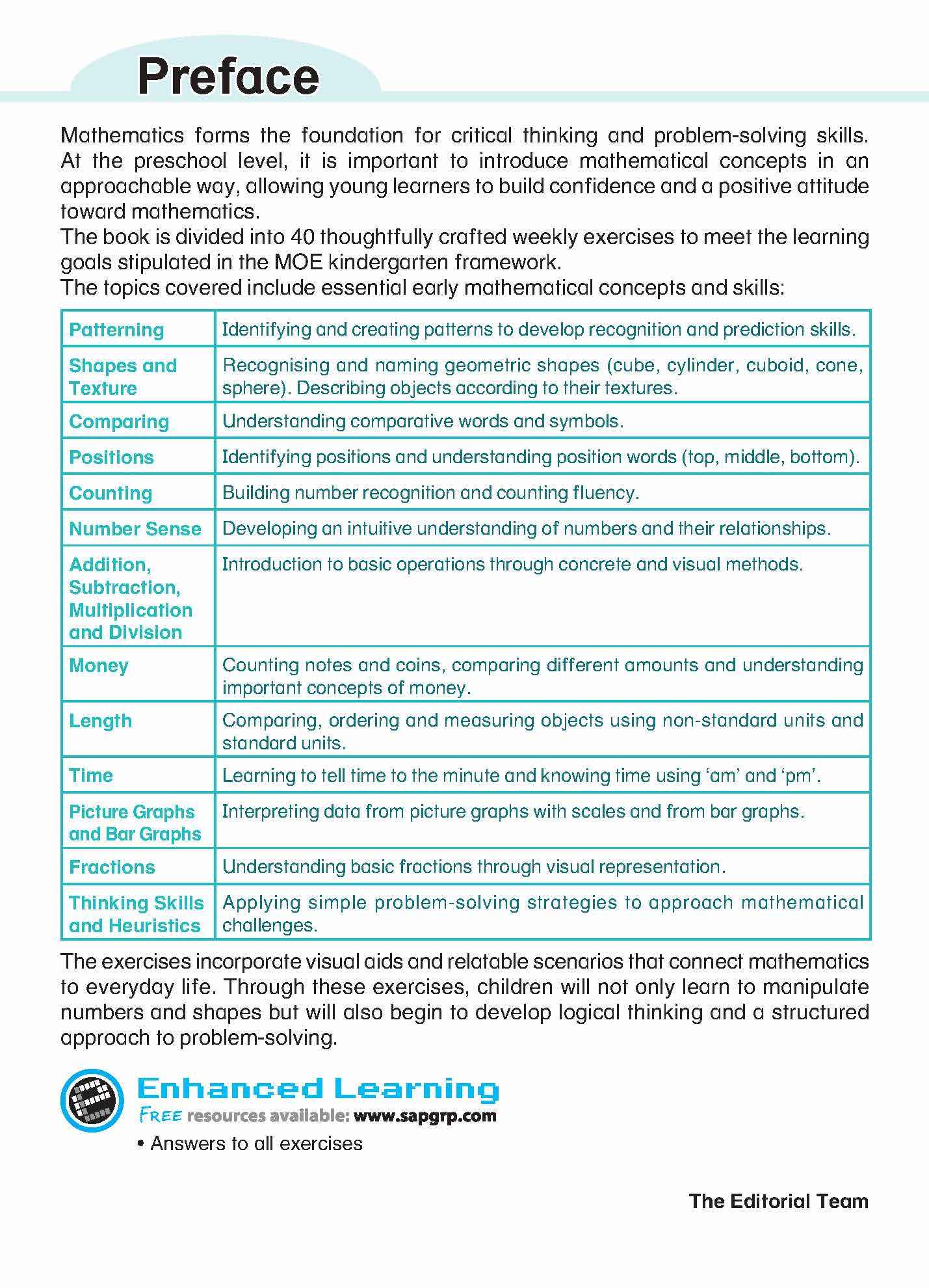 Let’s Advance in MATHEMATICS WEEKLY LESSONS Kindergarten 2