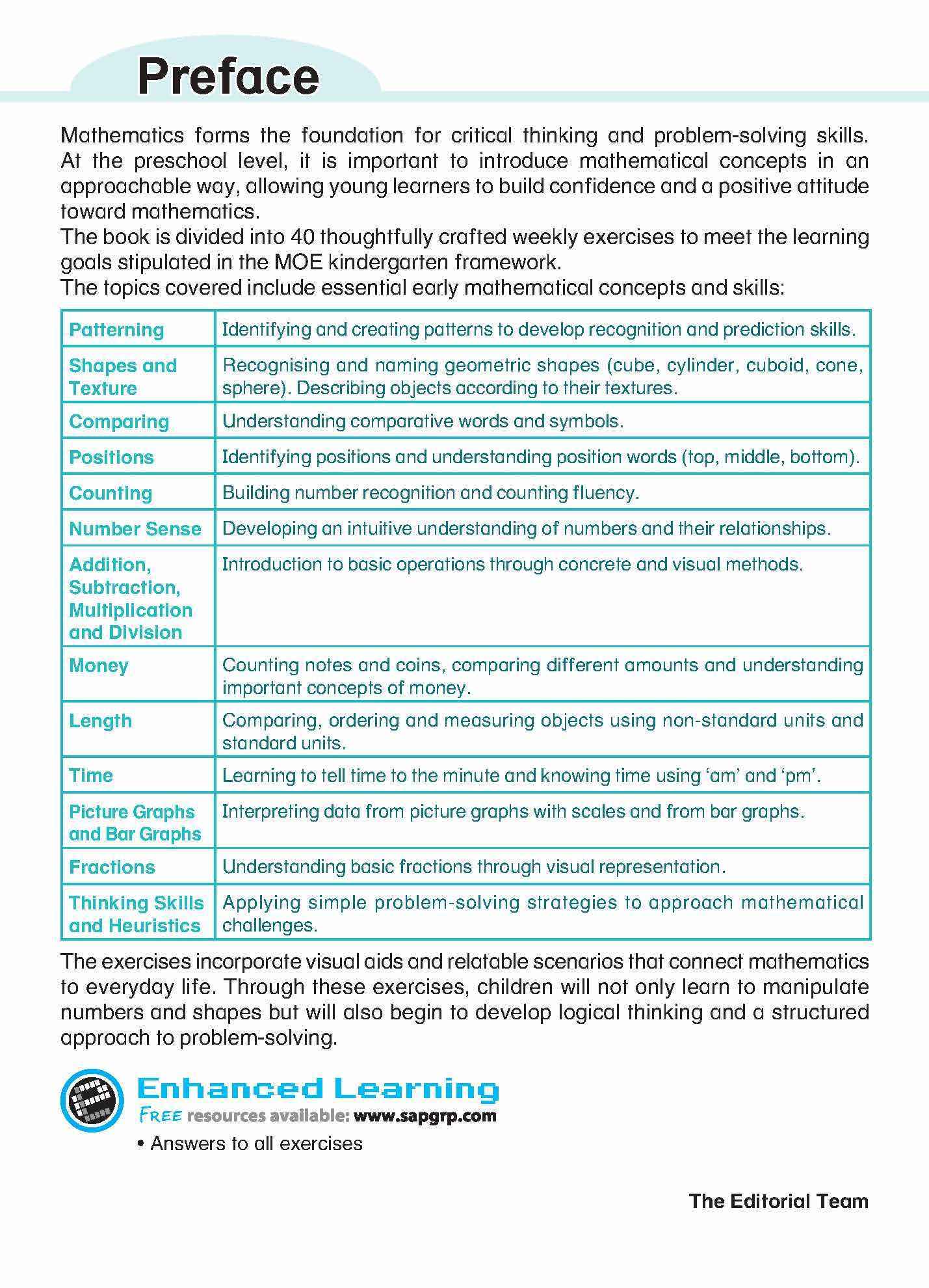 Let’s Advance in MATHEMATICS WEEKLY LESSONS Kindergarten 2