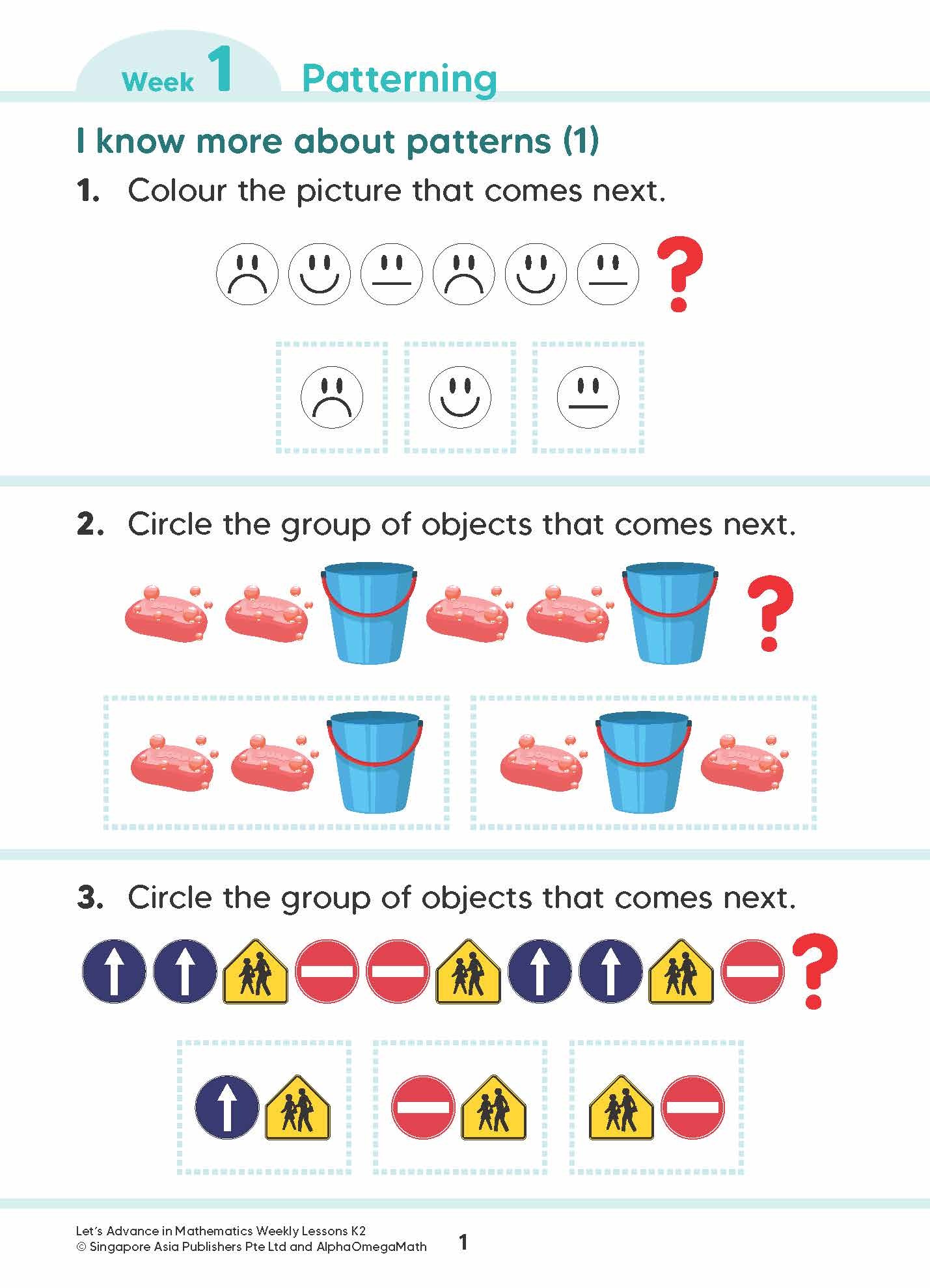 Let’s Advance in MATHEMATICS WEEKLY LESSONS Kindergarten 2