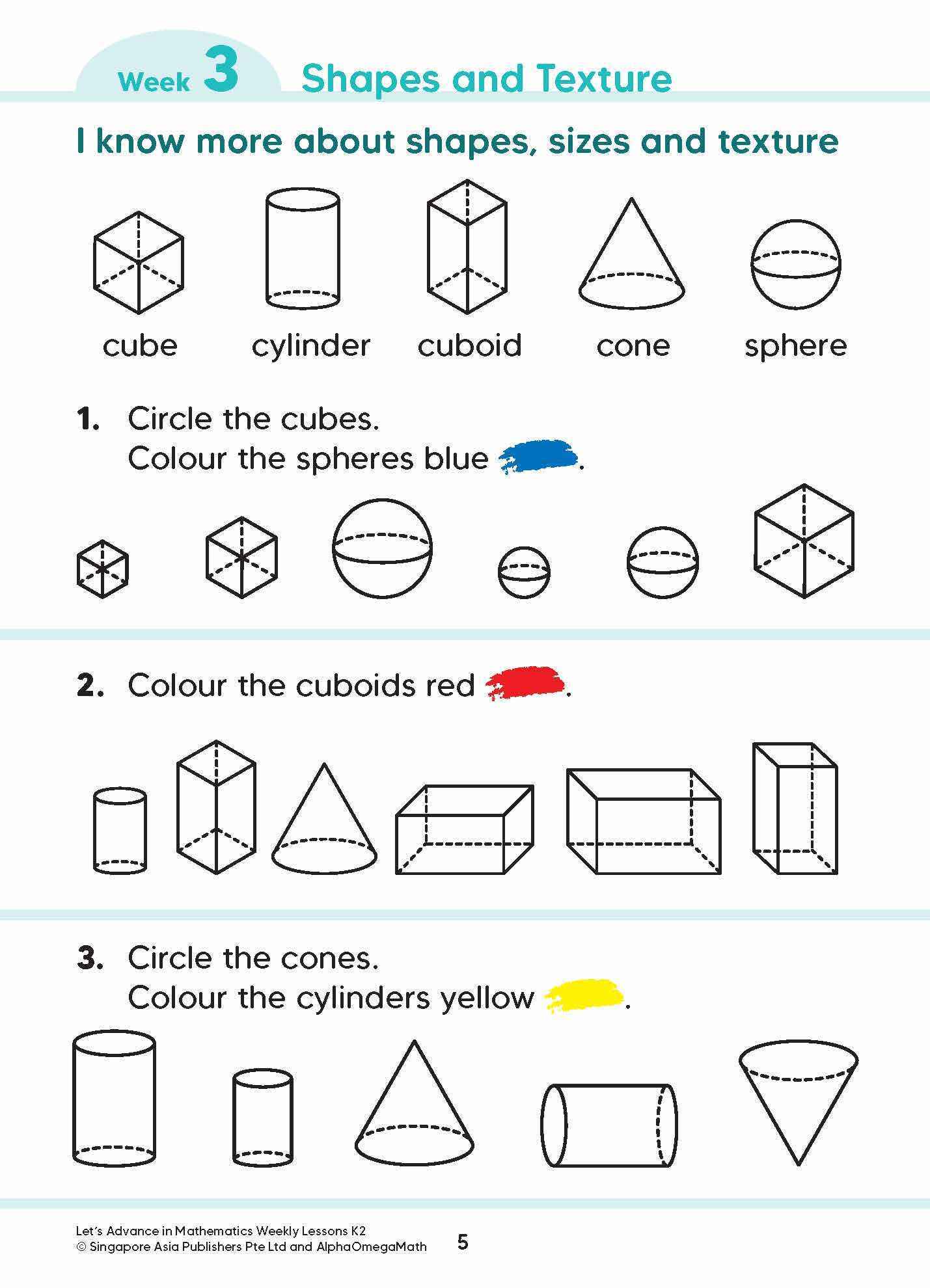 Let’s Advance in MATHEMATICS WEEKLY LESSONS Kindergarten 2