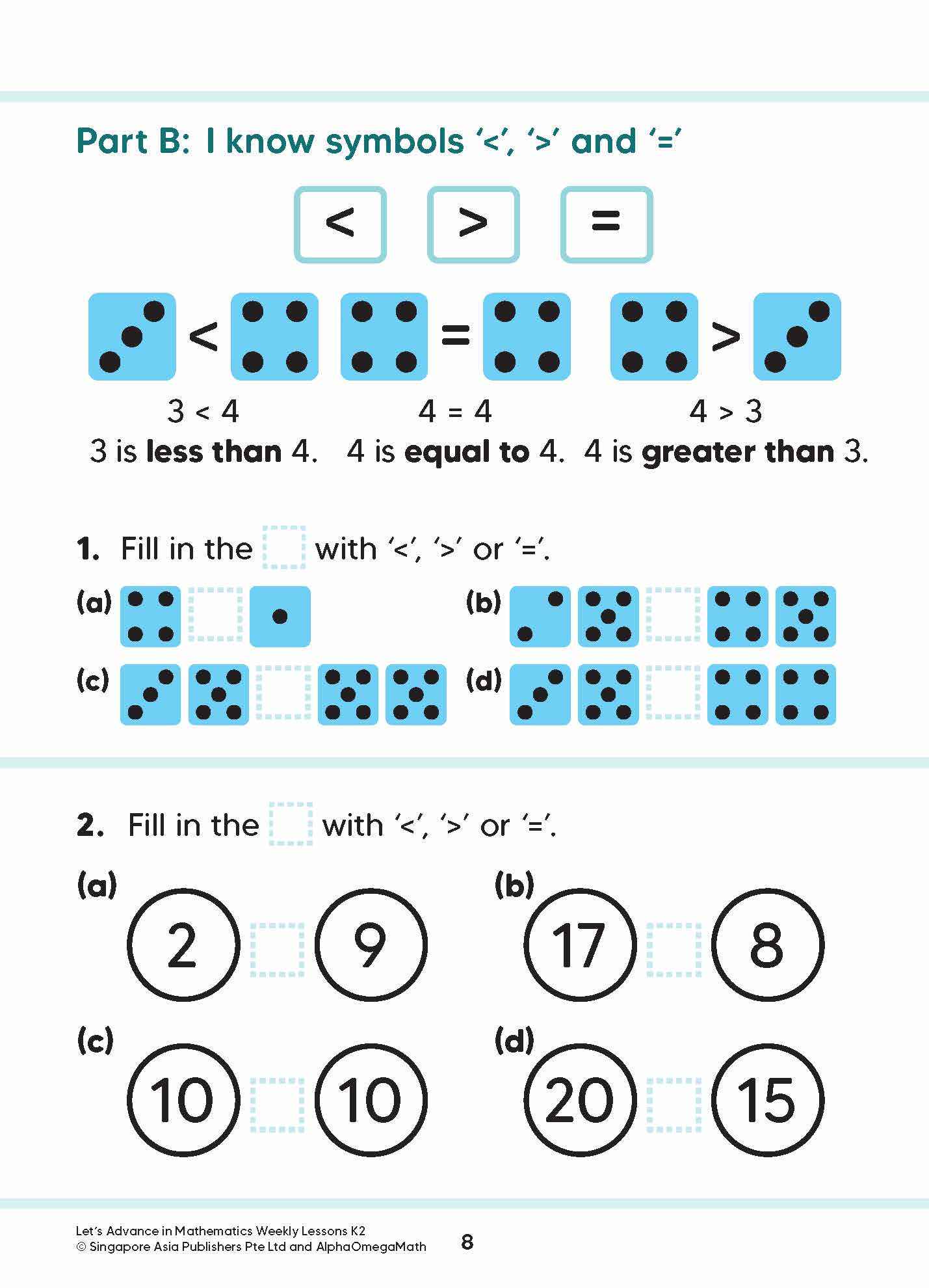 Let’s Advance in MATHEMATICS WEEKLY LESSONS Kindergarten 2
