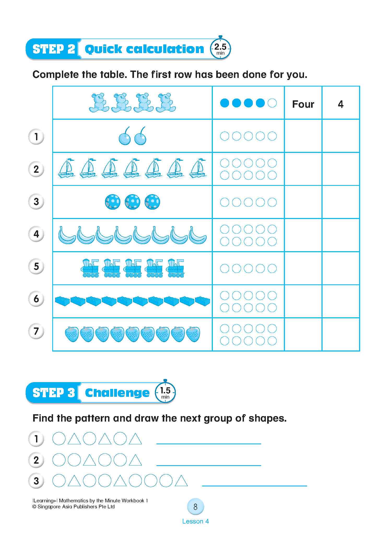 Learning+ Mathematics by the Minute Workbook 1