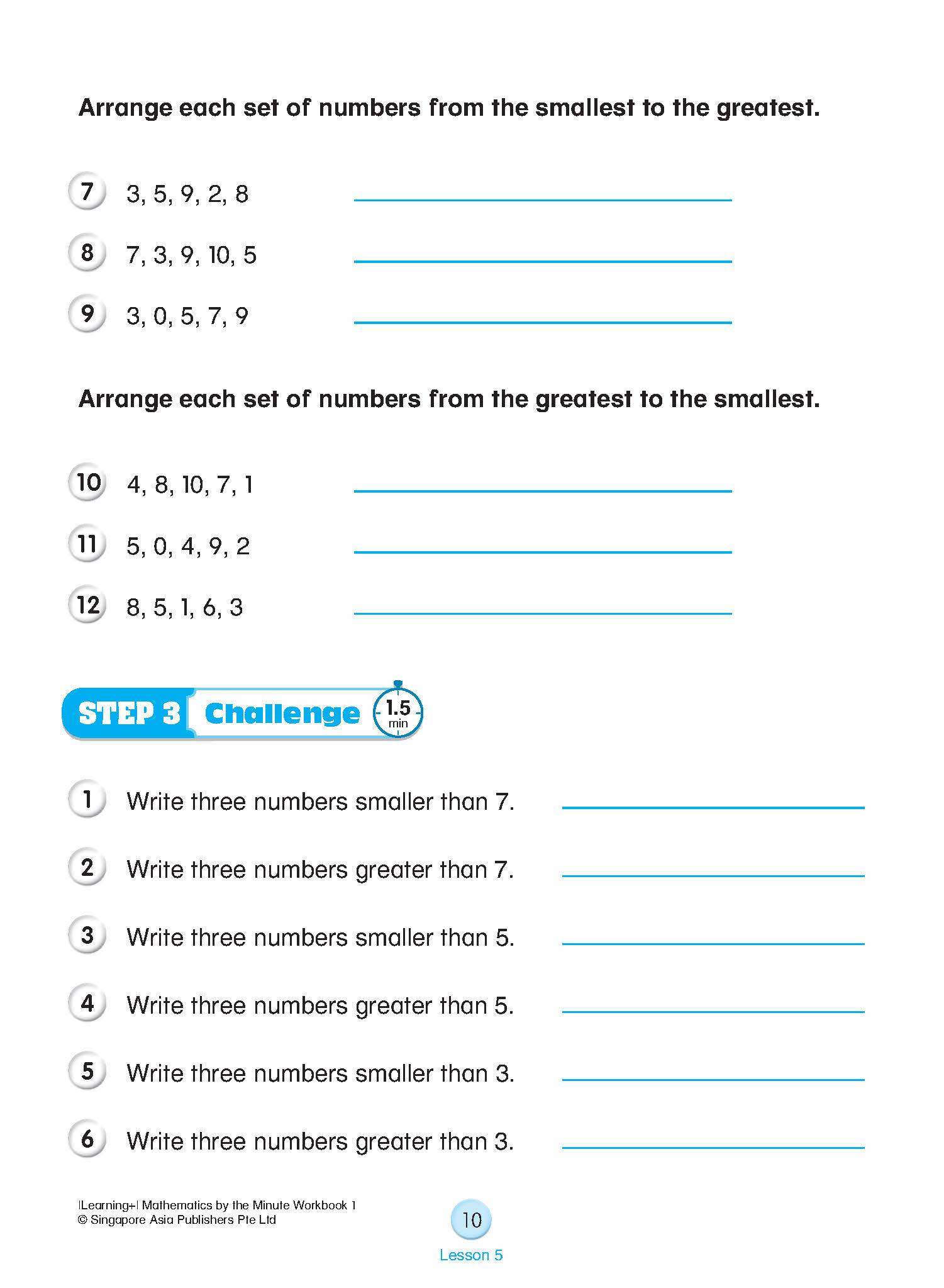 Learning+ Mathematics by the Minute Workbook 1