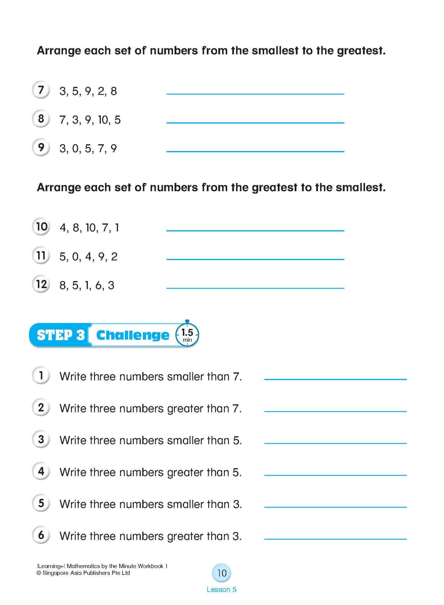 Learning+ Mathematics by the Minute Workbook 1