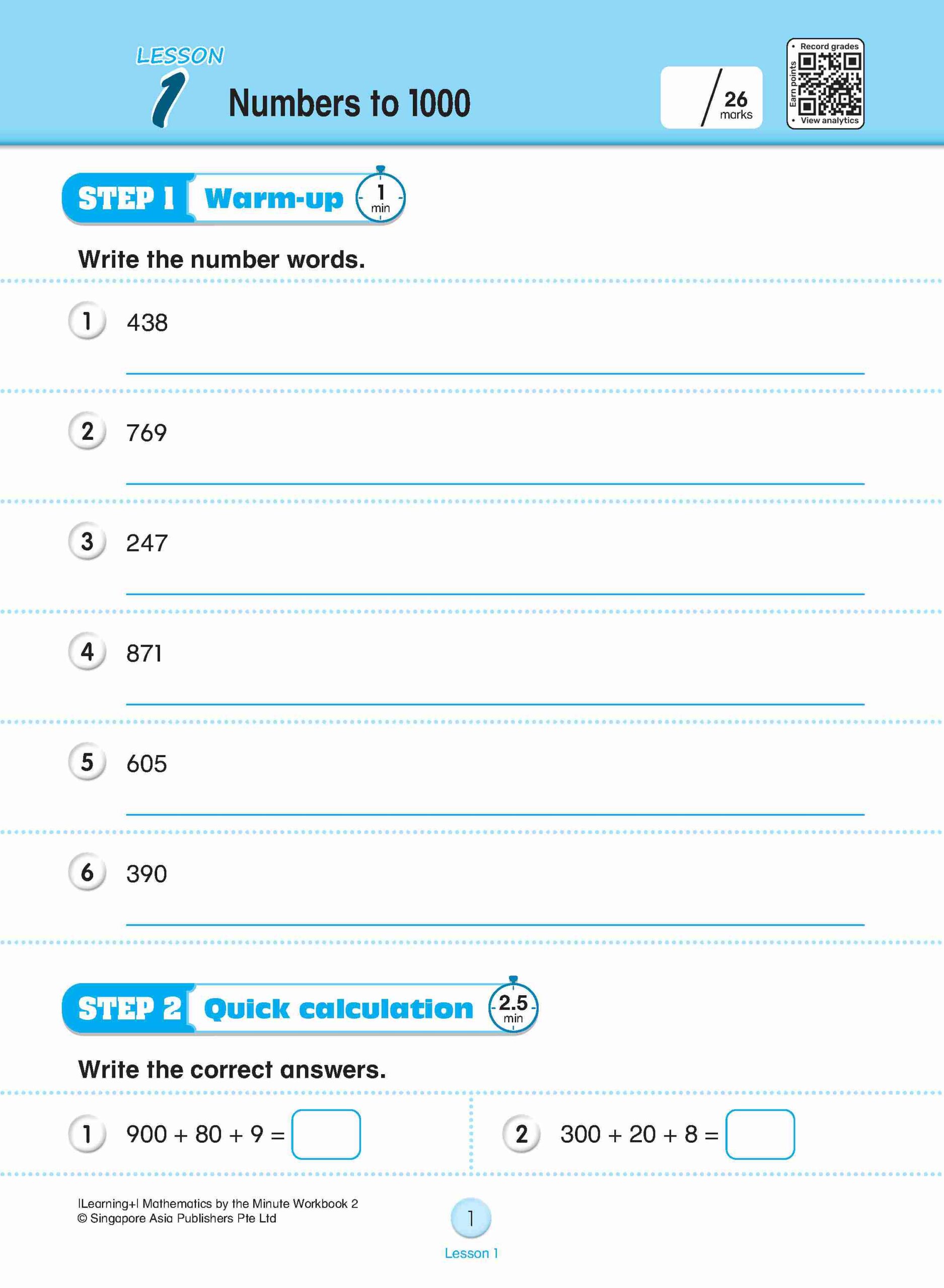 Learning+ Mathematics by the Minute Workbook 2