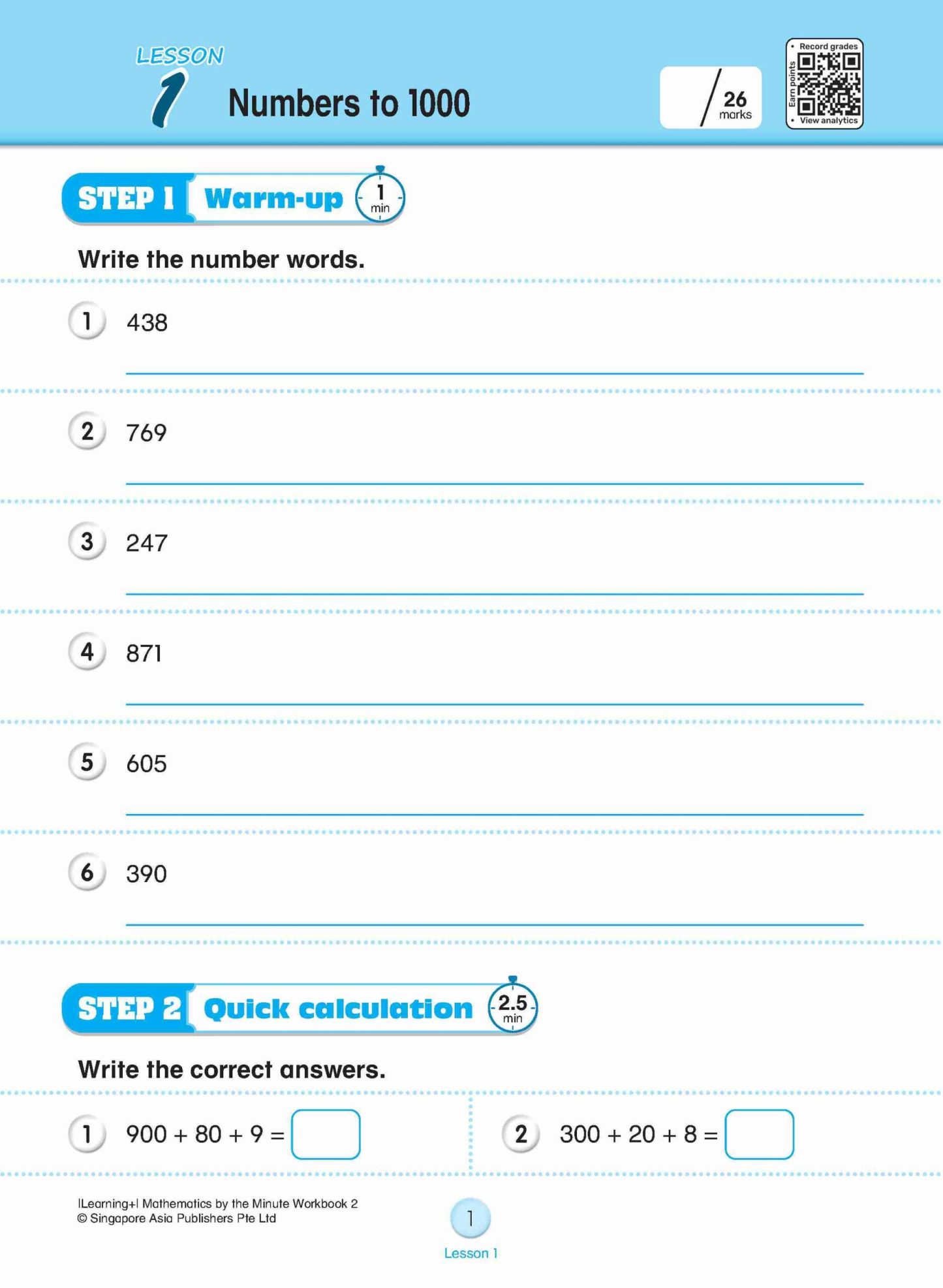 Learning+ Mathematics by the Minute Workbook 2