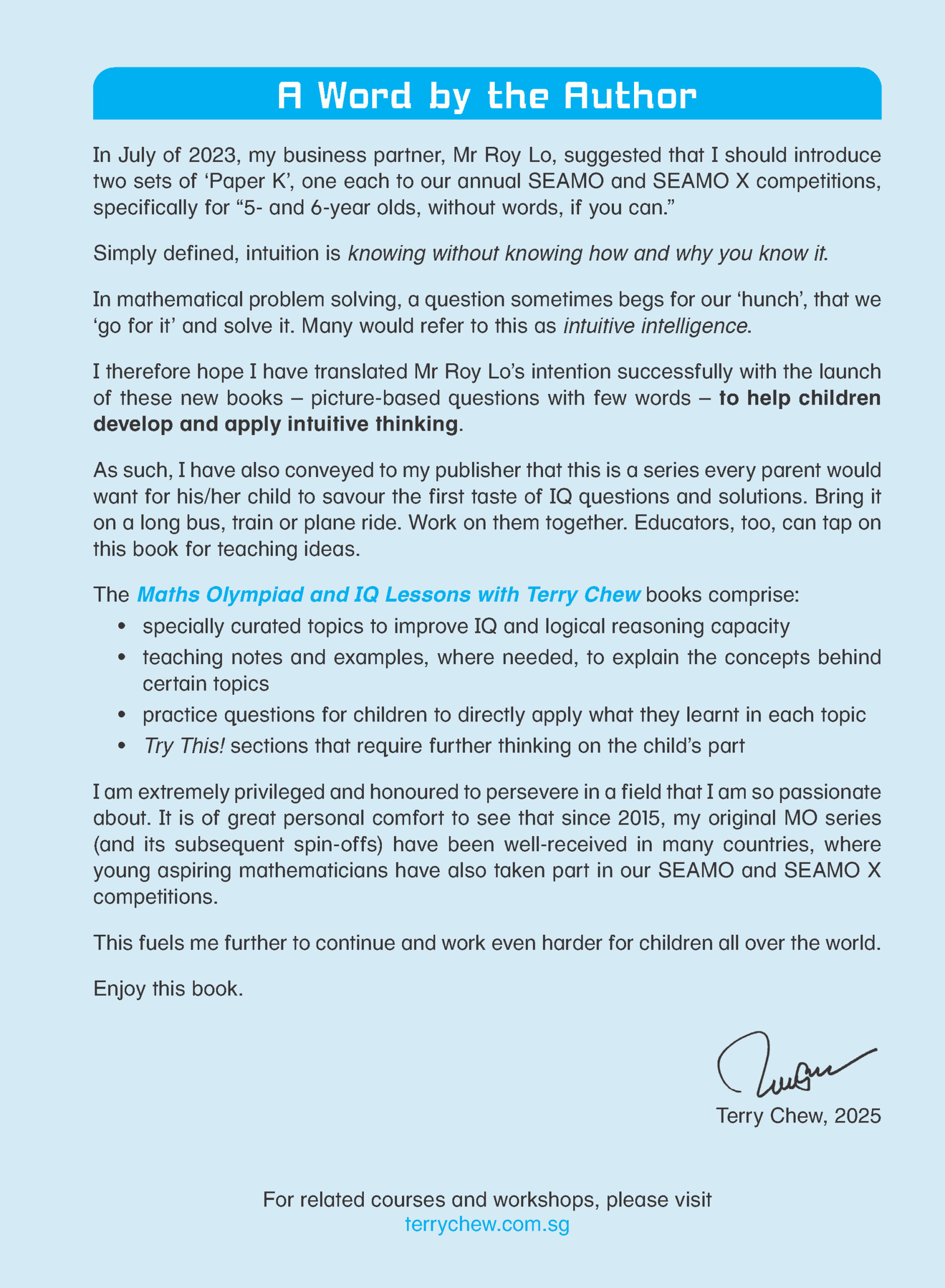 Maths Olympiad and IQ Lessons with Terry Chew Age 6+ Book B