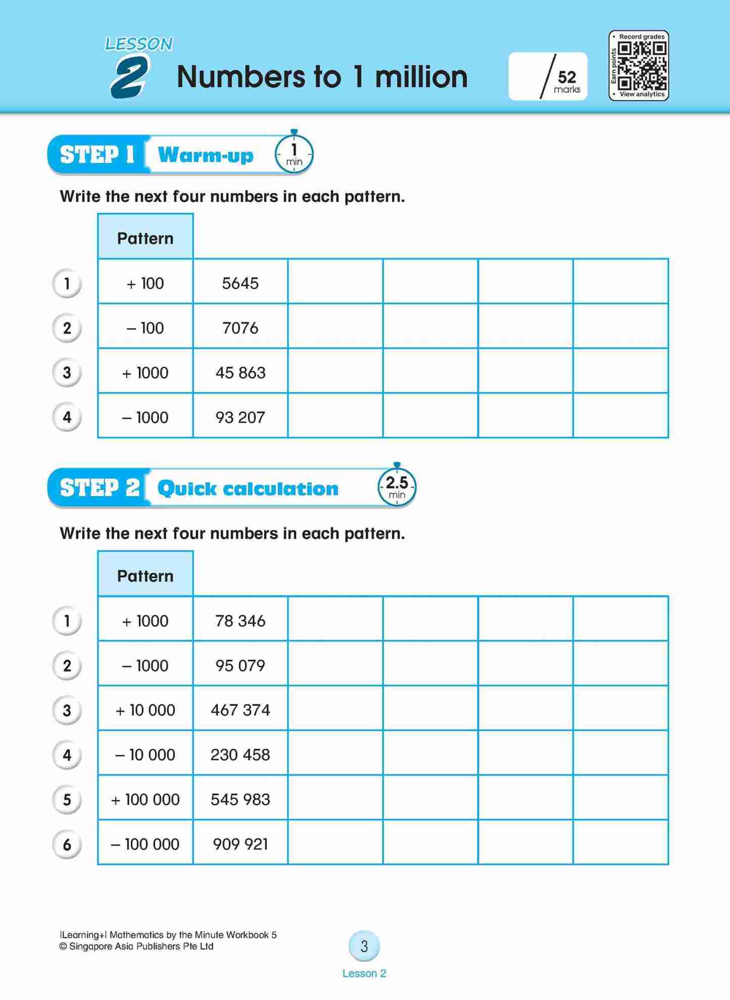 Learning+ Mathematics by the Minute Workbook 5