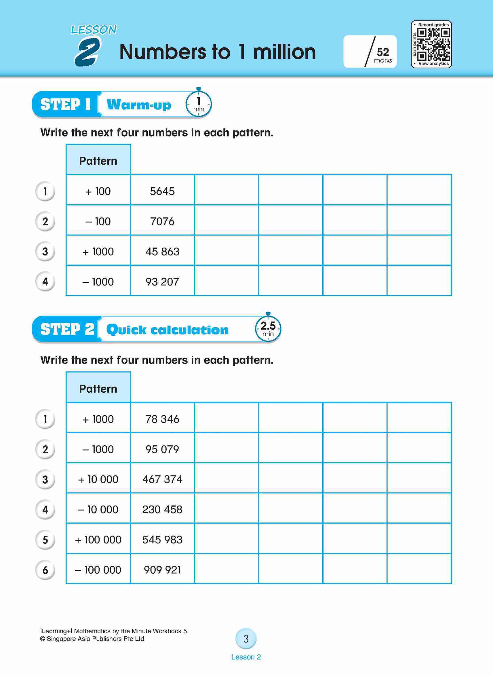 Learning+ Mathematics by the Minute Workbook 5