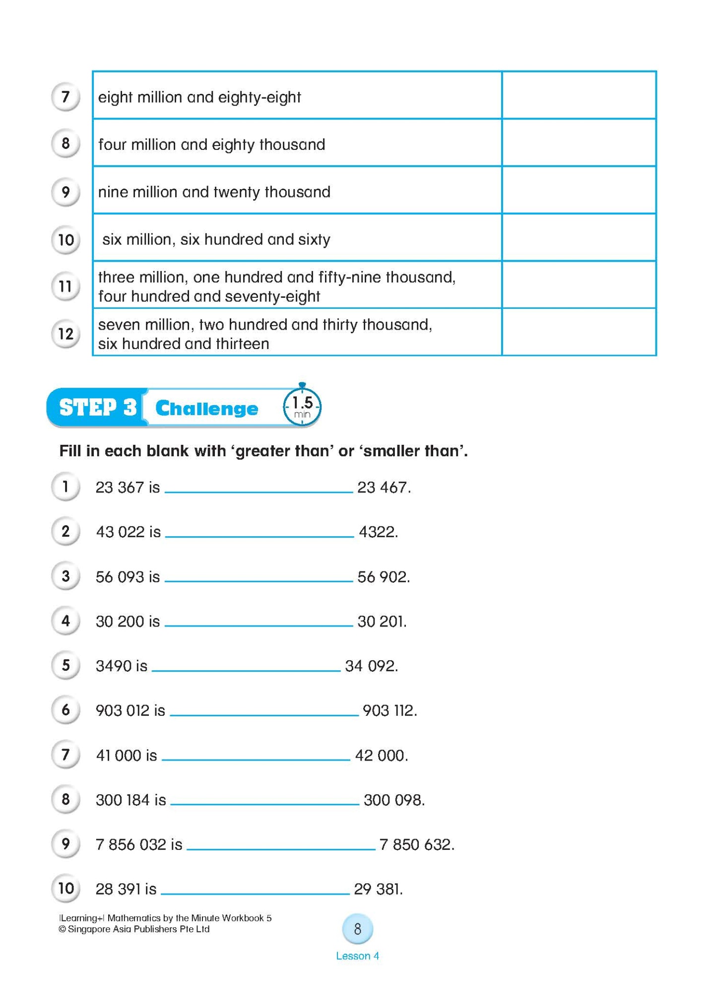 Learning+ Mathematics by the Minute Workbook 5