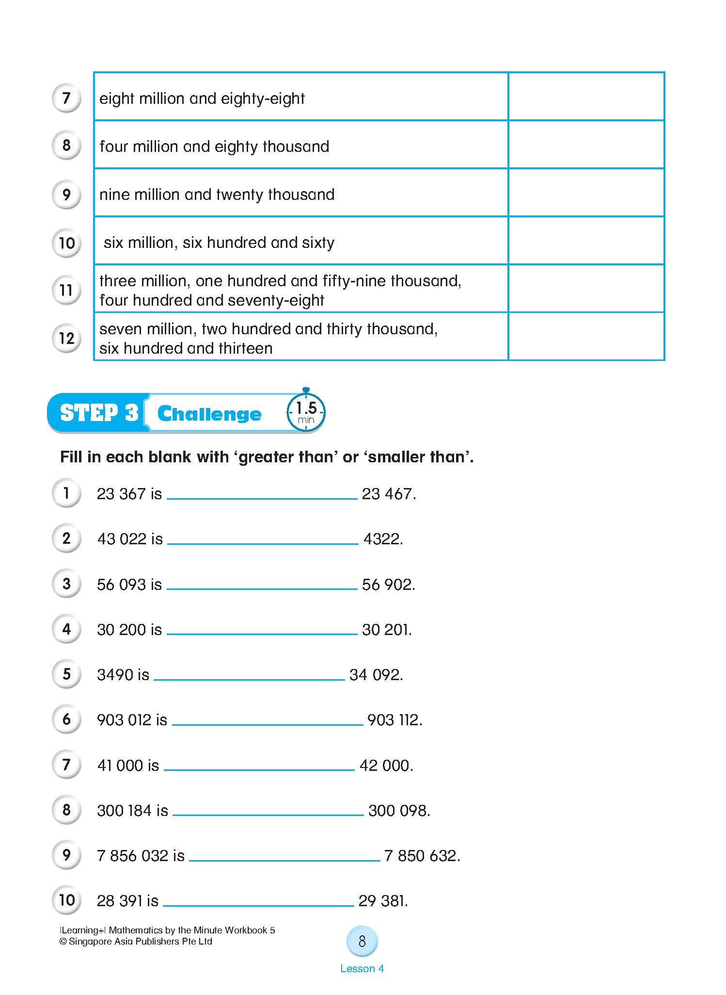 Learning+ Mathematics by the Minute Workbook 5
