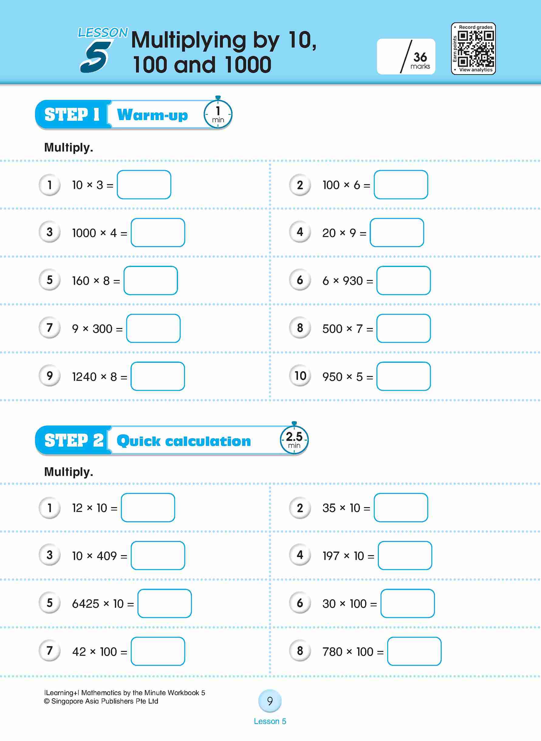 Learning+ Mathematics by the Minute Workbook 5
