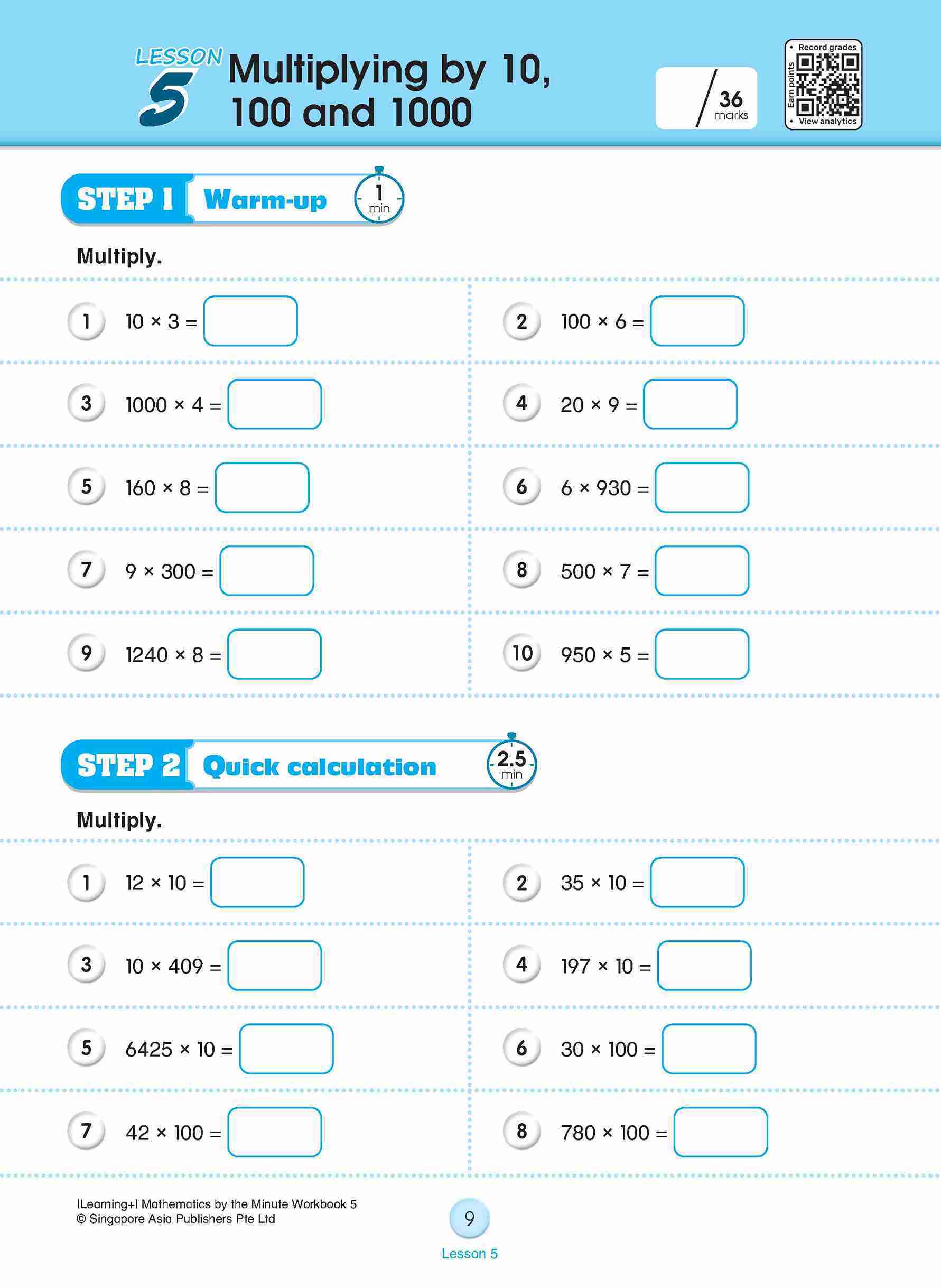 Learning+ Mathematics by the Minute Workbook 5