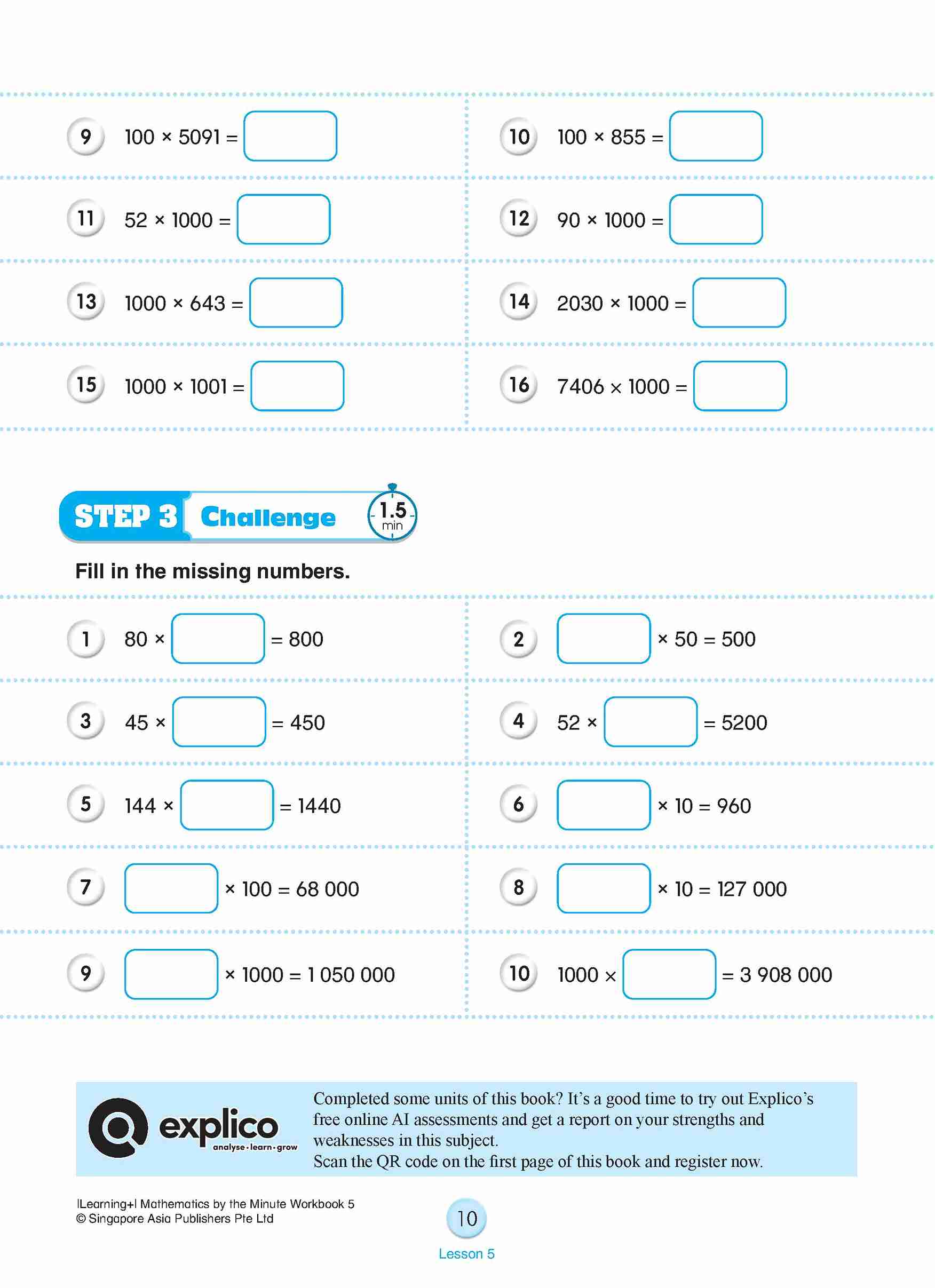 Learning+ Mathematics by the Minute Workbook 5