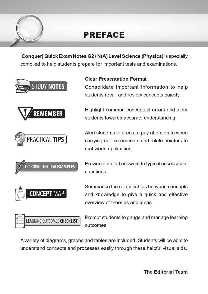 Conquer QUICK EXAM NOTES G2 / N(A) LEVEL SCIENCE (PHYSICS)