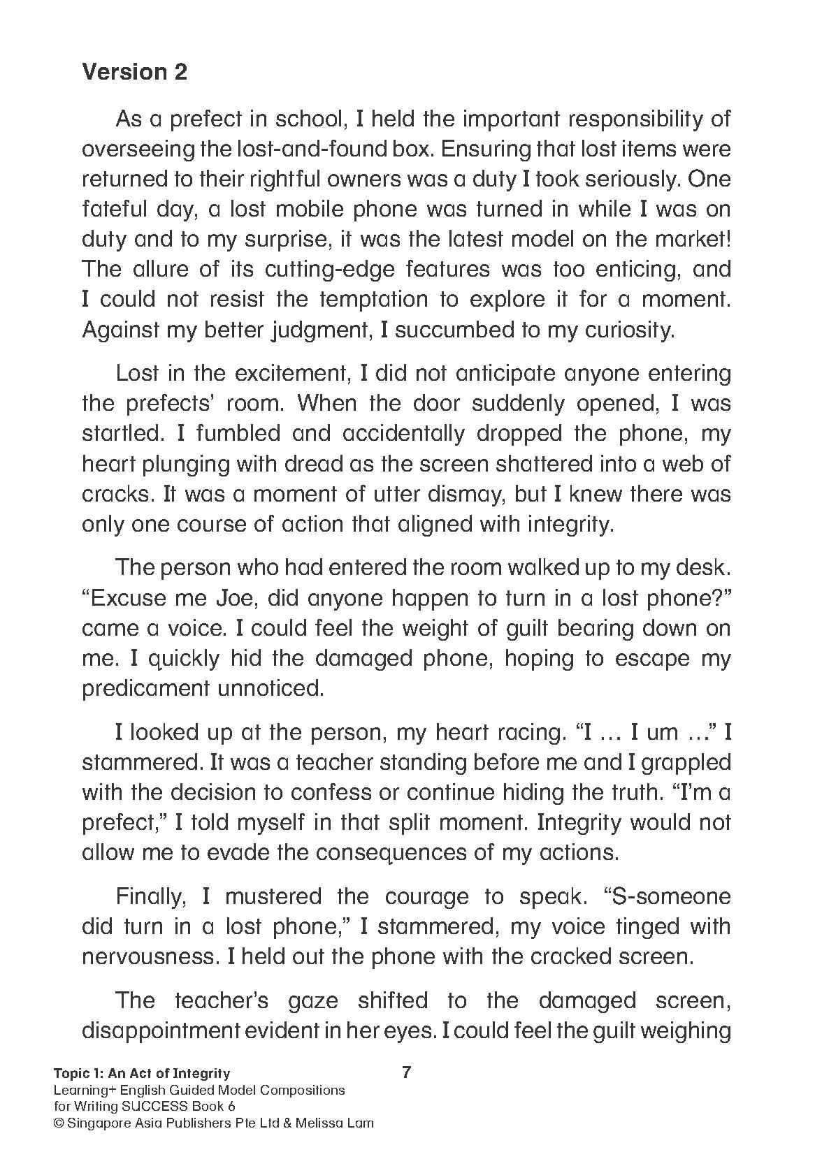 LEARNING+ ENGLISH GUIDED MODEL COMPOSITIONS FOR WRITING SUCCESS Book 6