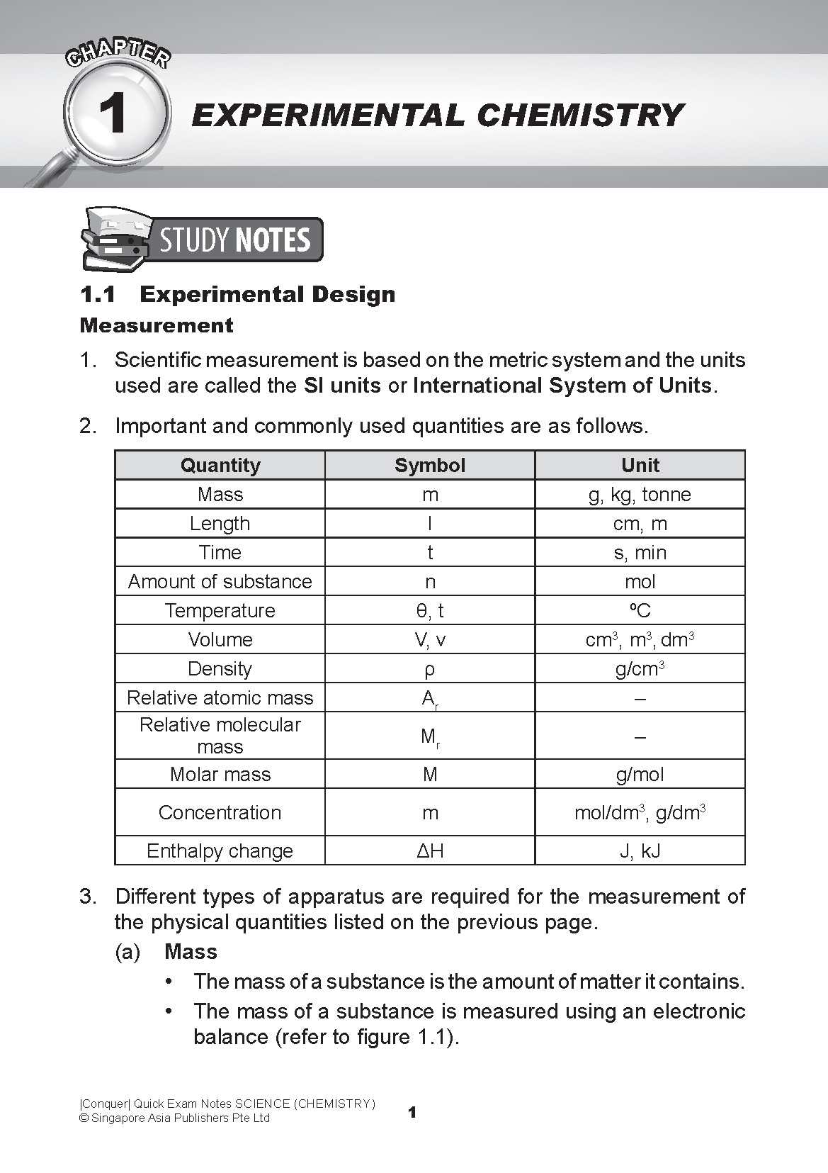 Conquer QUICK EXAM NOTES SCIENCE (CHEMISTRY)