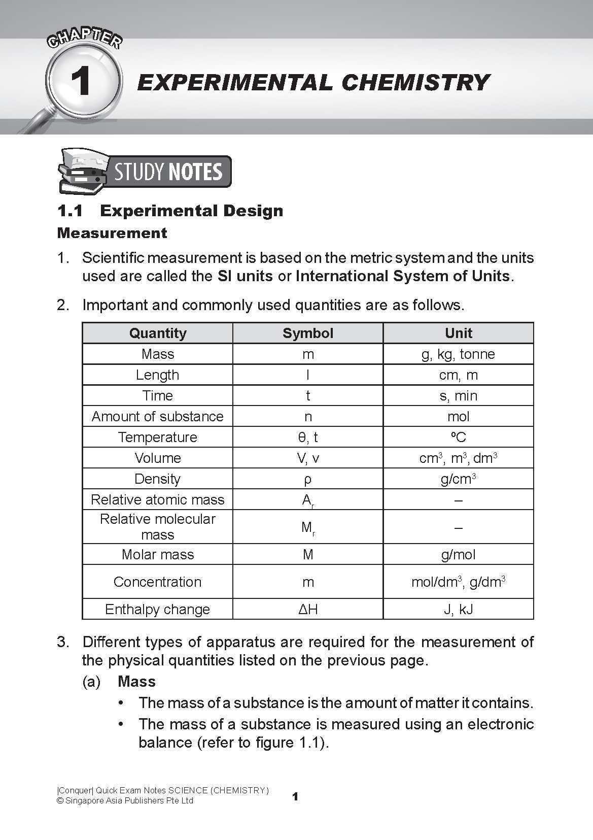 Conquer QUICK EXAM NOTES SCIENCE (CHEMISTRY)