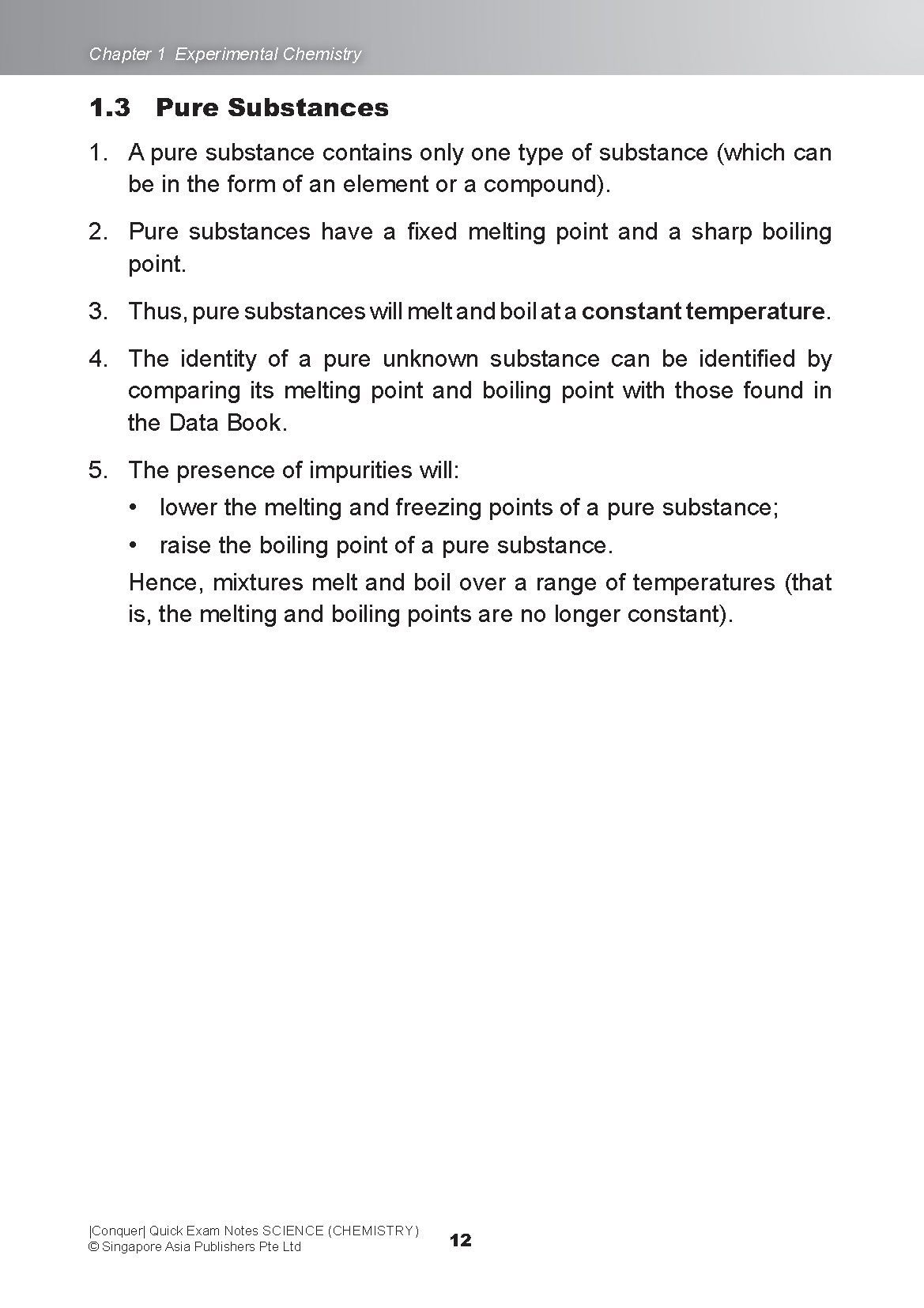 Conquer QUICK EXAM NOTES SCIENCE (CHEMISTRY)