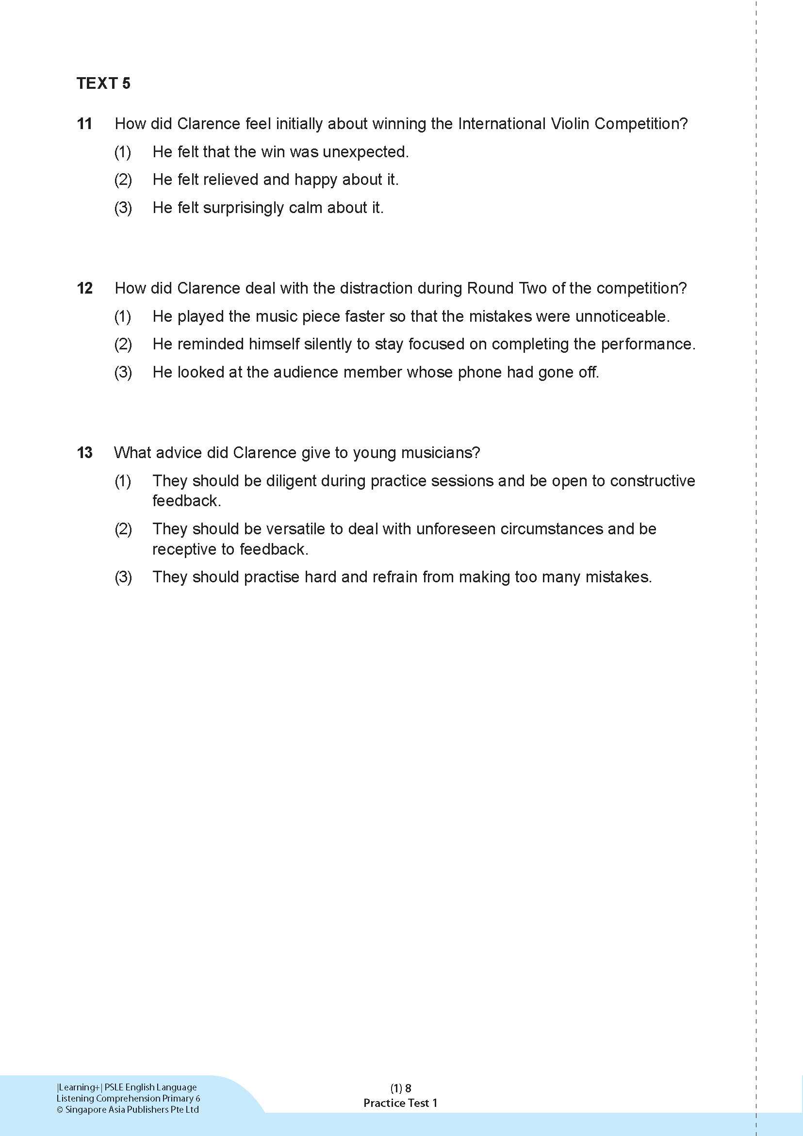 LEARNING+ PSLE ENGLISH LANGUAGE LISTENING COMPREHENSION Primary 6
