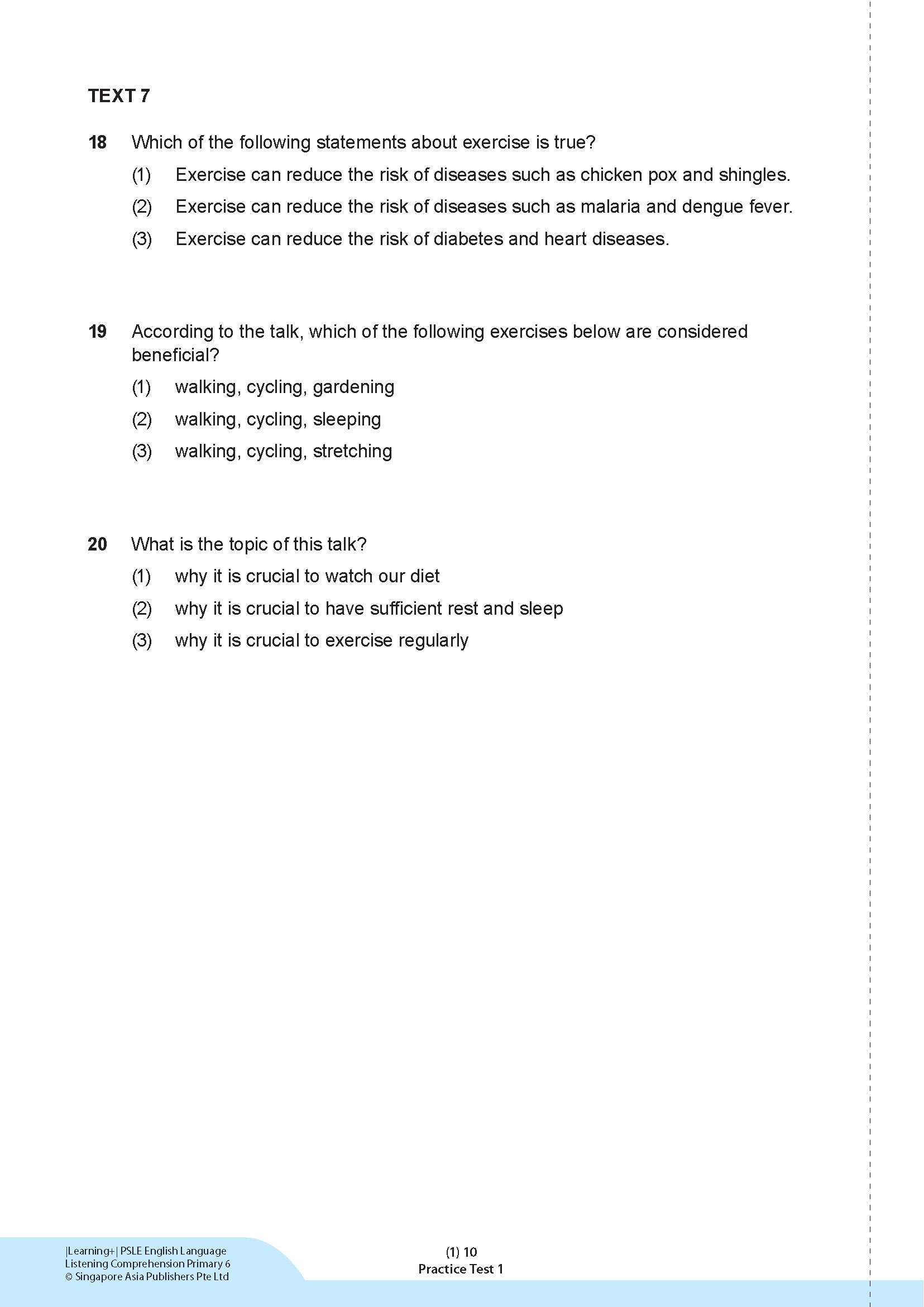 LEARNING+ PSLE ENGLISH LANGUAGE LISTENING COMPREHENSION Primary 6