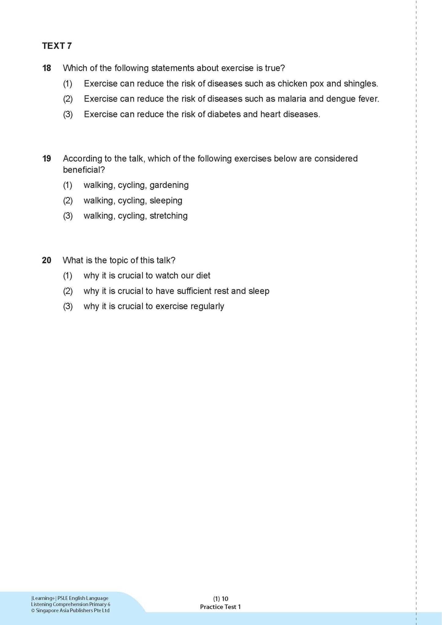LEARNING+ PSLE ENGLISH LANGUAGE LISTENING COMPREHENSION Primary 6