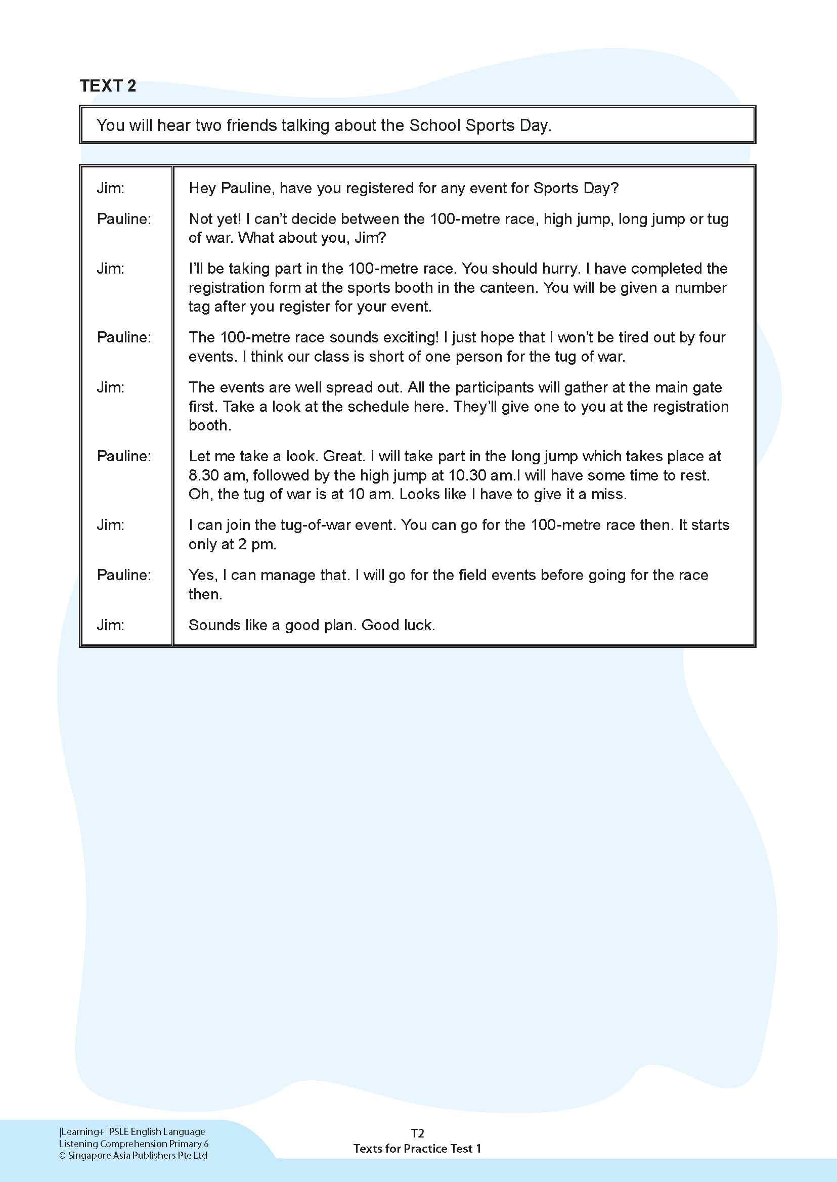 LEARNING+ PSLE ENGLISH LANGUAGE LISTENING COMPREHENSION Primary 6