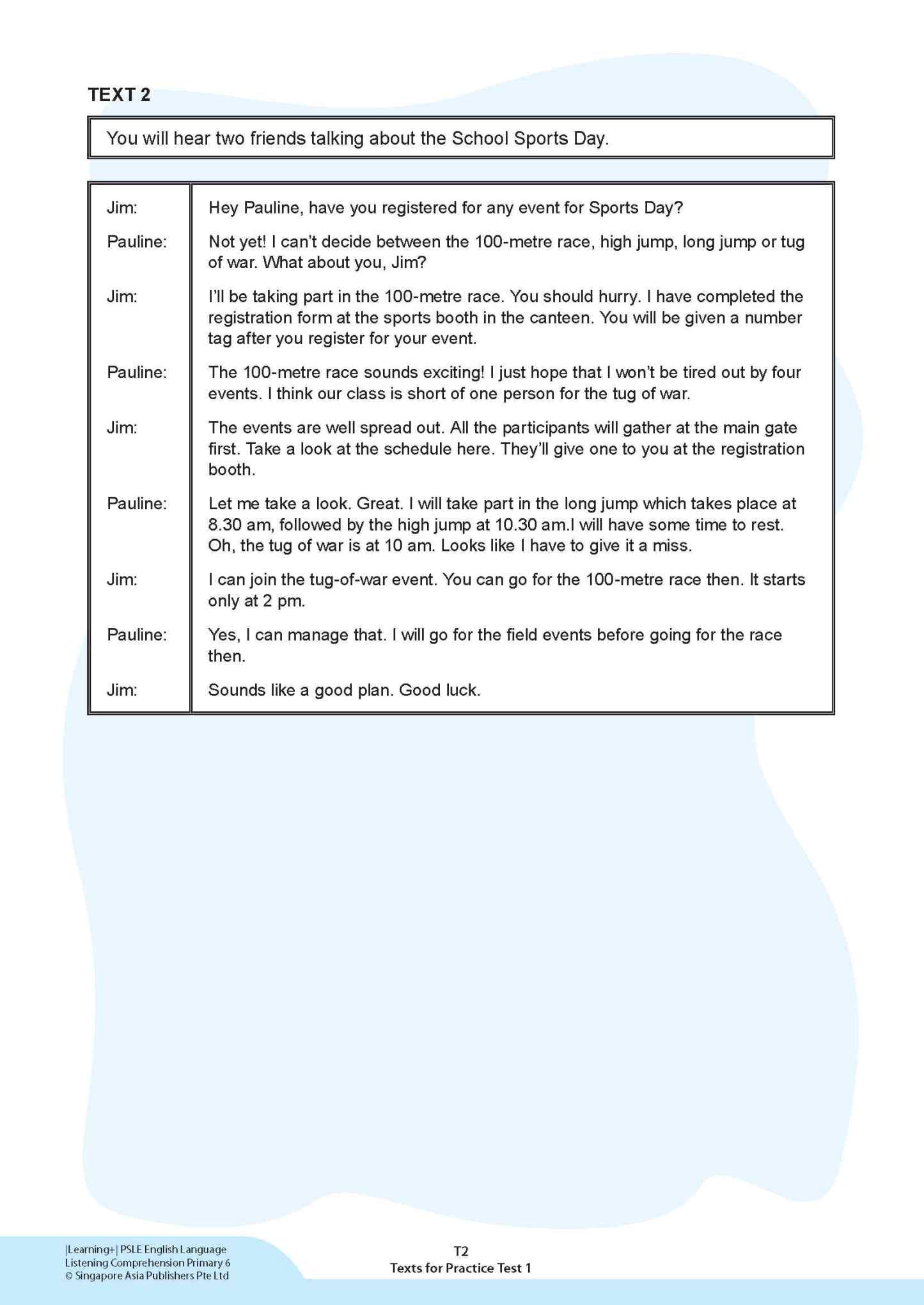LEARNING+ PSLE ENGLISH LANGUAGE LISTENING COMPREHENSION Primary 6