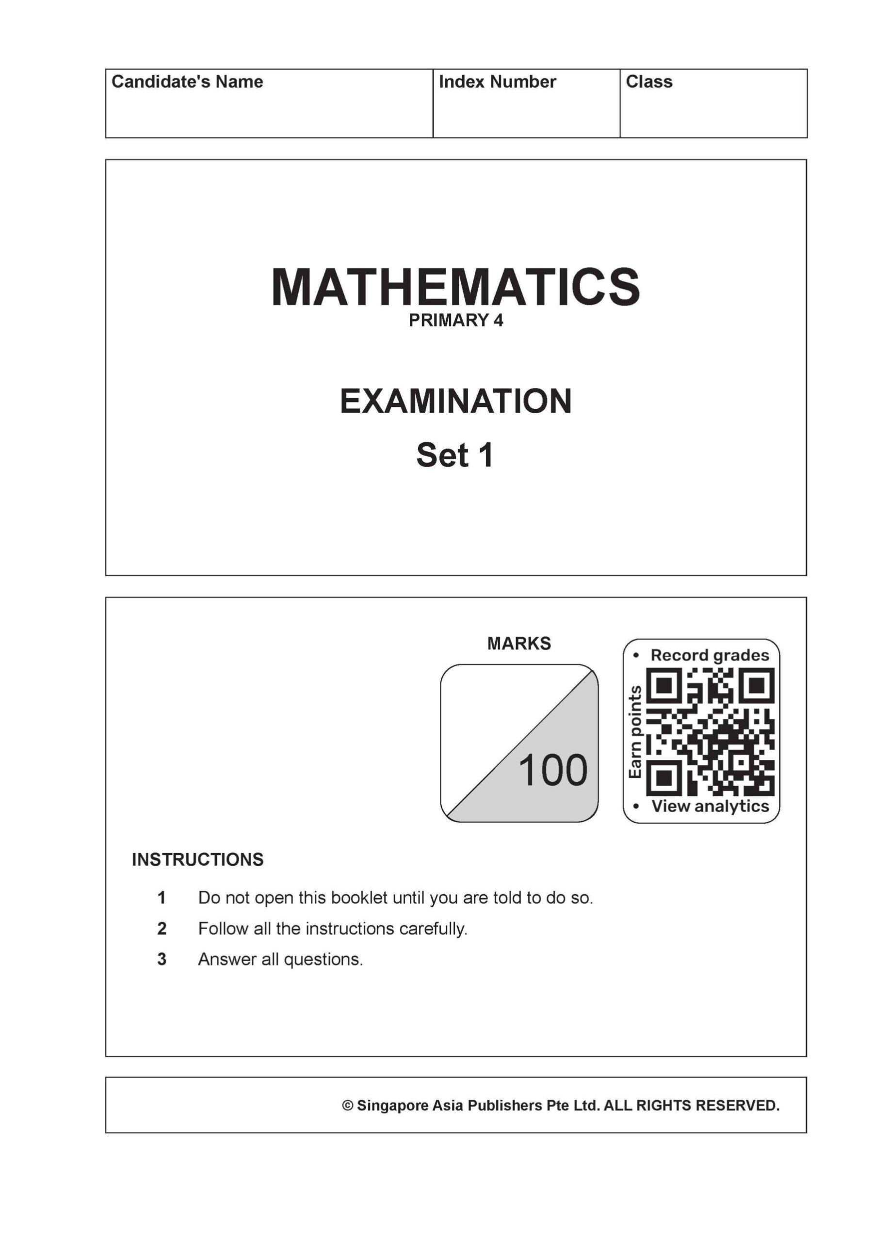 Conquer Mathematics Primary 4 Simulated Examination Papers