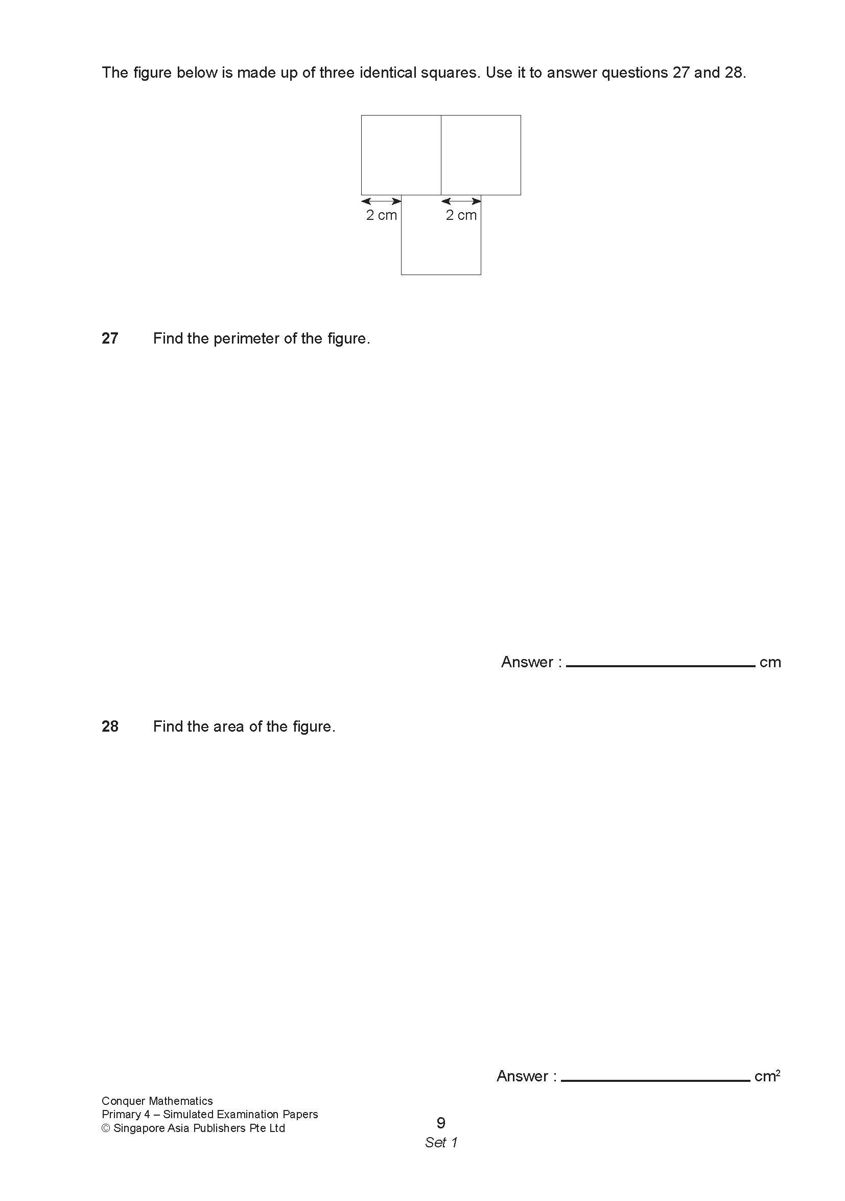 Conquer Mathematics Primary 4 Simulated Examination Papers