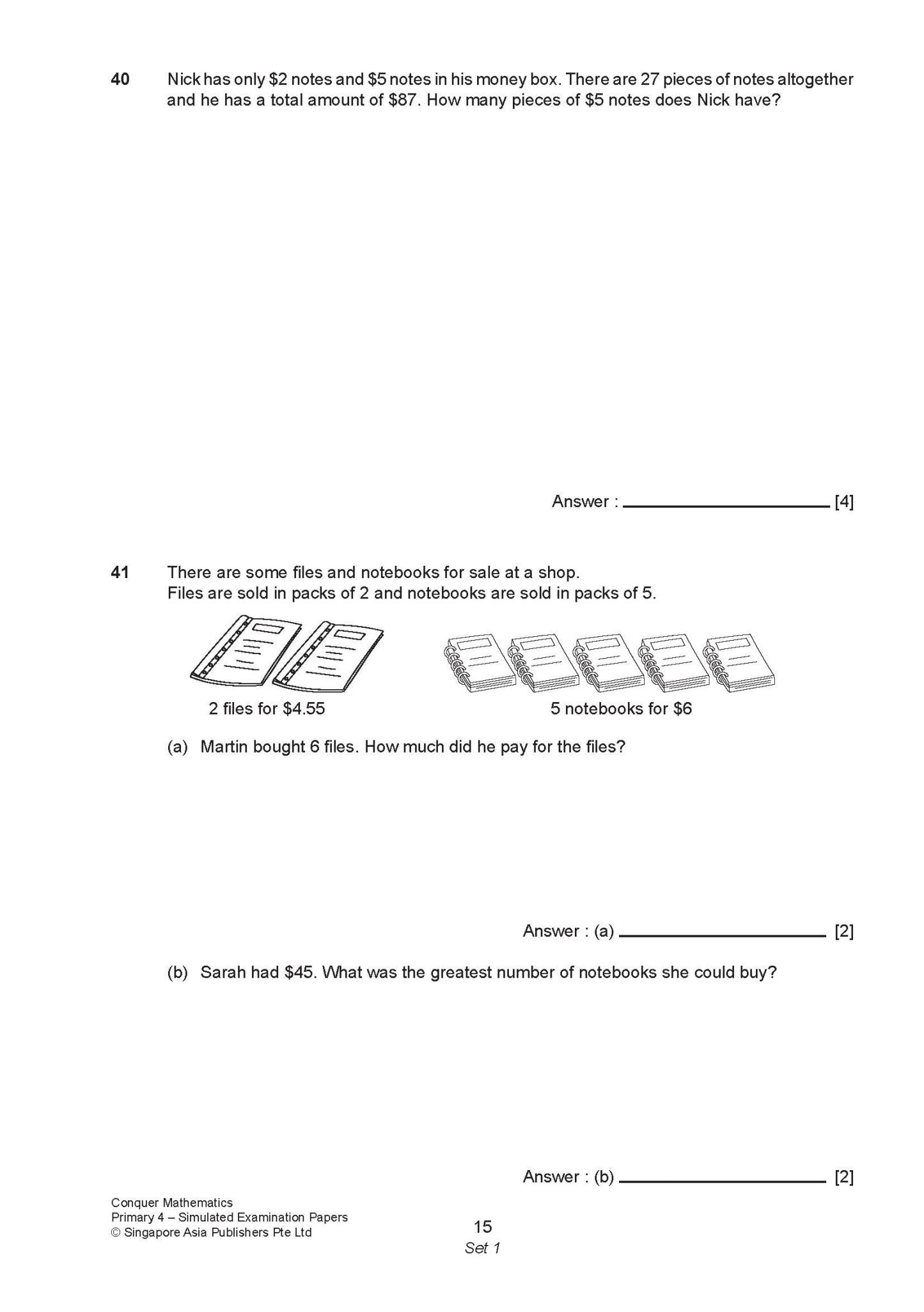 Conquer Mathematics Primary 4 Simulated Examination Papers