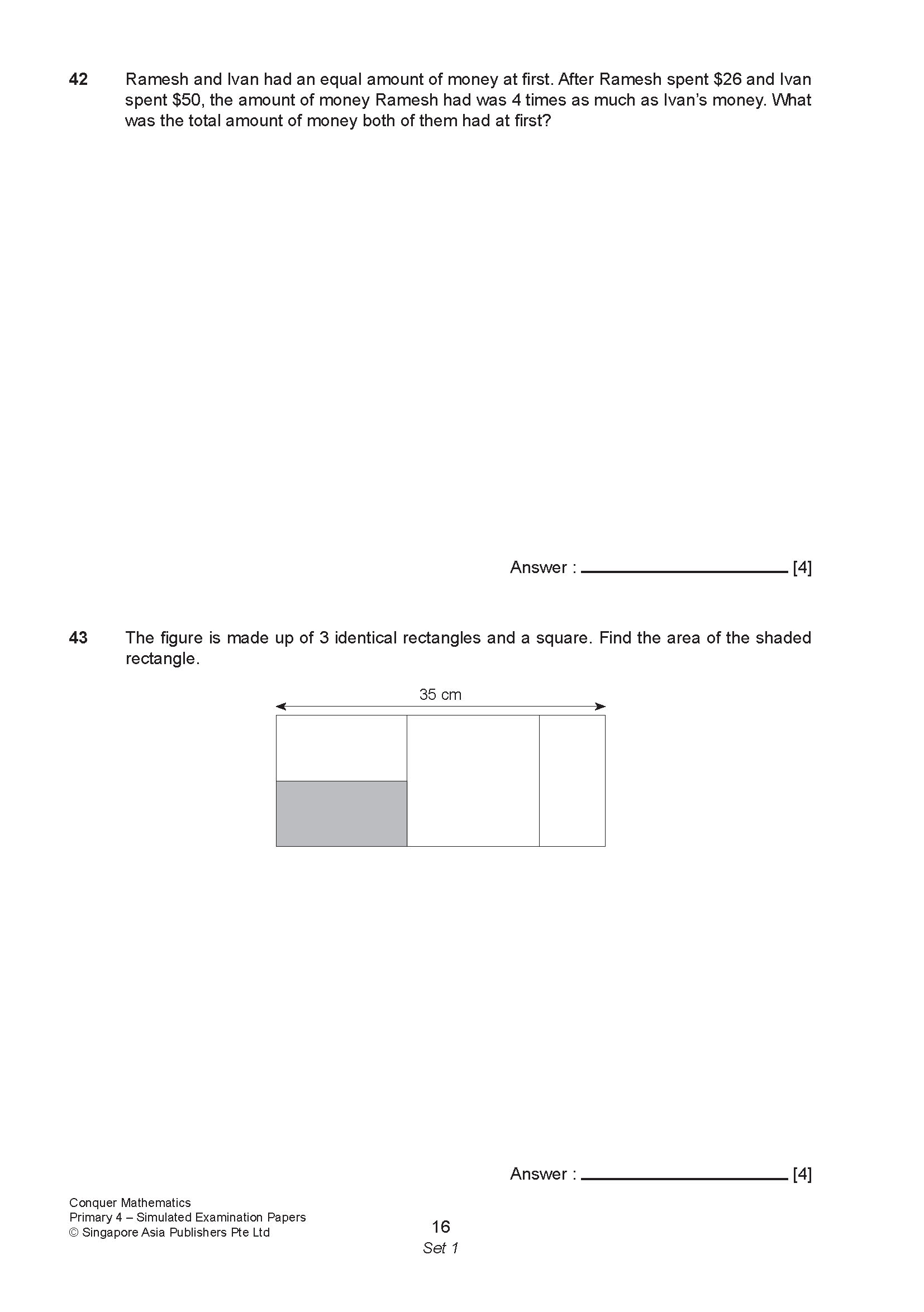 Conquer Mathematics Primary 4 Simulated Examination Papers