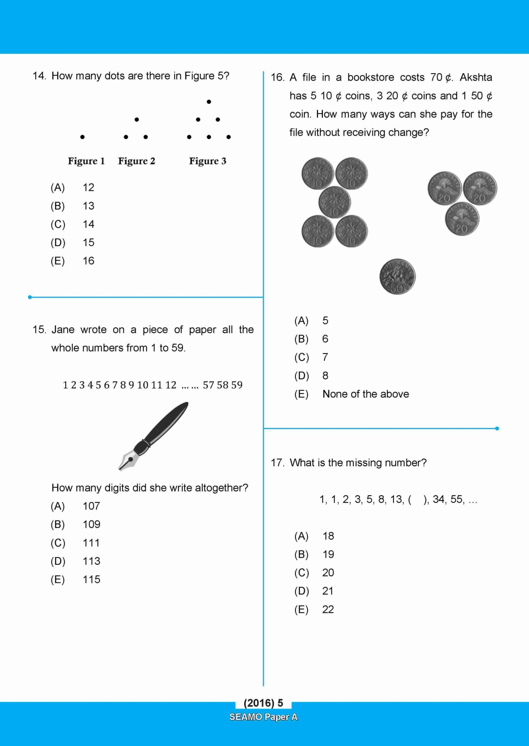 SEAMO Math Olympiad International Competition Preparation Paper A (SEAMO 2016-2024 + SEAMO X 2019-2025) Primary 1&2