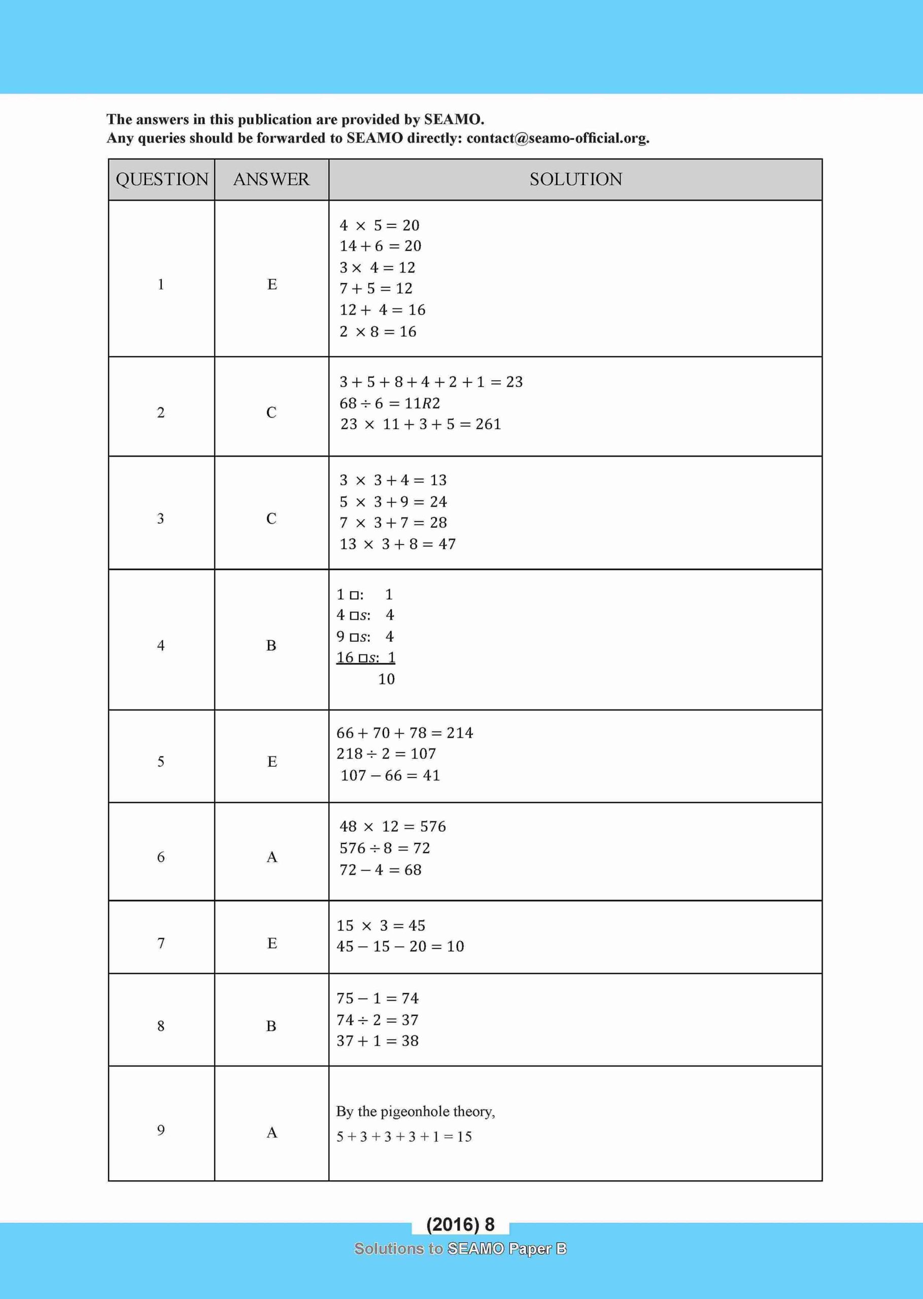 SEAMO Math Olympiad International Competition Preparation Paper B (SEAMO 2016-2024 + SEAMO X 2019-2025) Primary 3&4