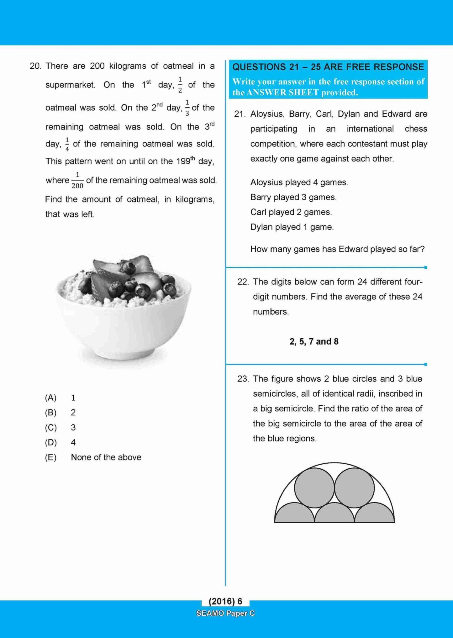 SEAMO Math Olympiad International Competition Preparation Paper C (SEAMO 2016-2024 + SEAMO X 2019-2025) Primary 5&6