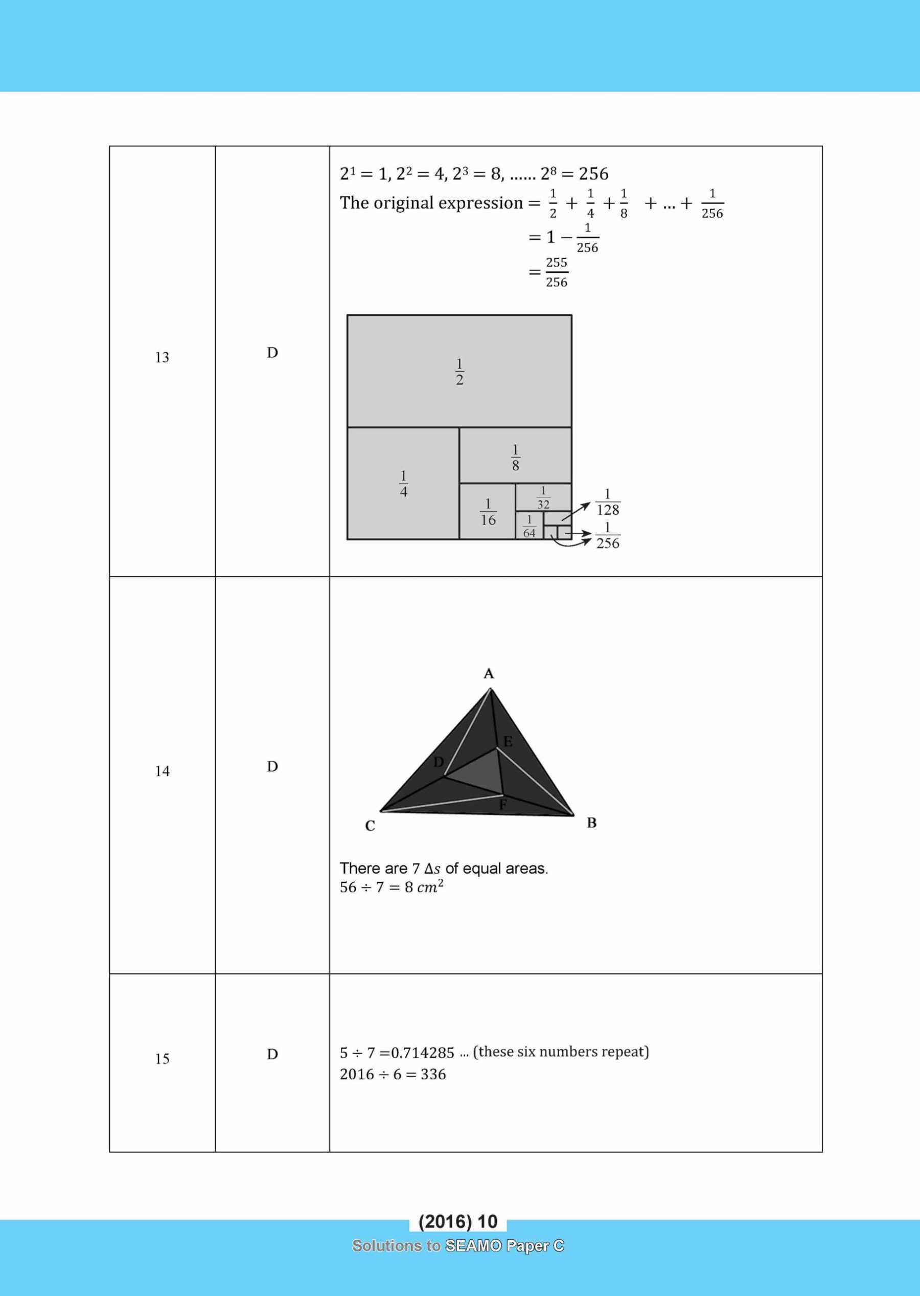 SEAMO Math Olympiad International Competition Preparation Paper C (SEAMO 2016-2024 + SEAMO X 2019-2025) Primary 5&6