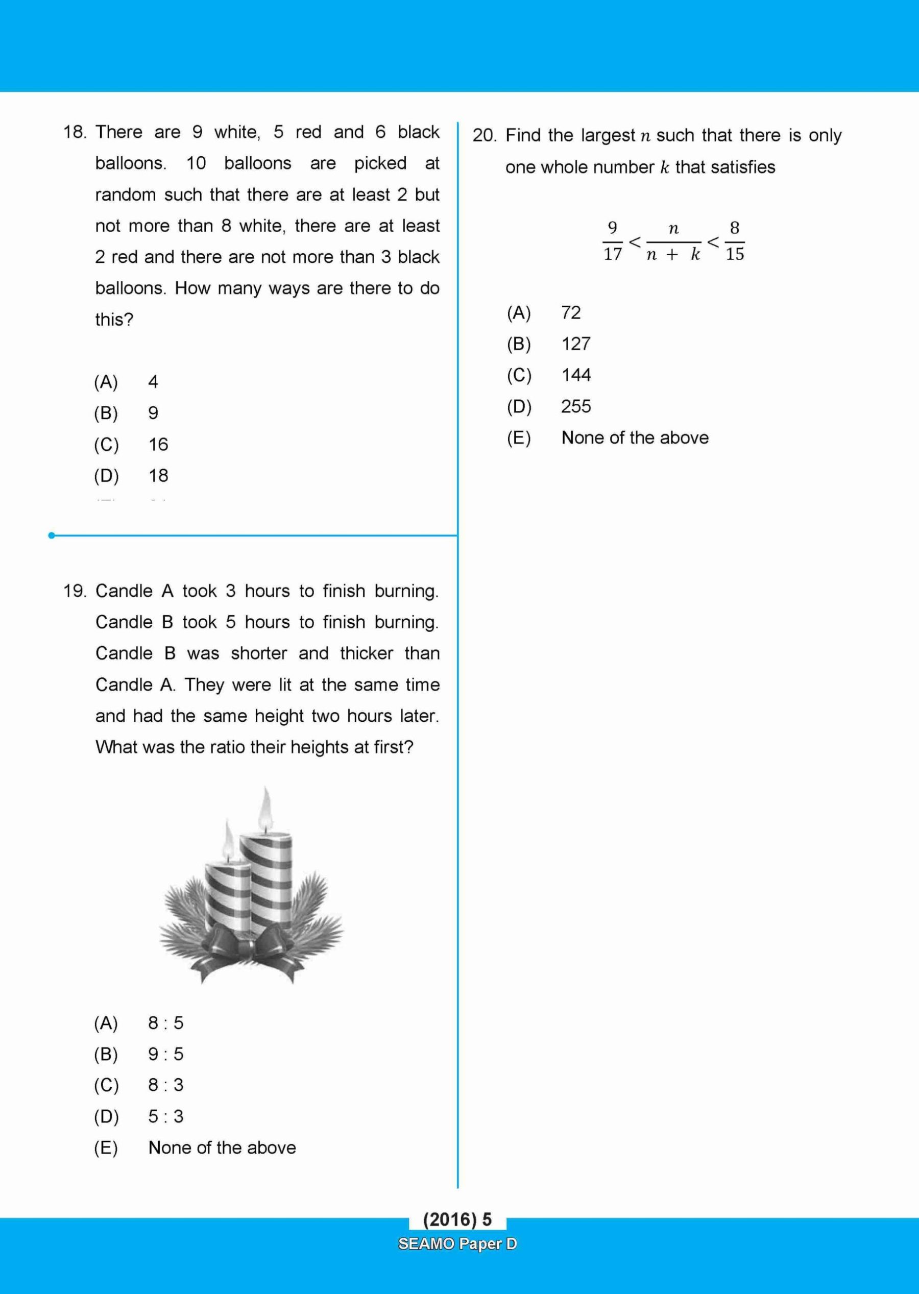 SEAMO Math Olympiad International Competition Preparation Paper D (SEAMO 2016-2024 + SEAMO X 2019-2025) Secondary 1&2