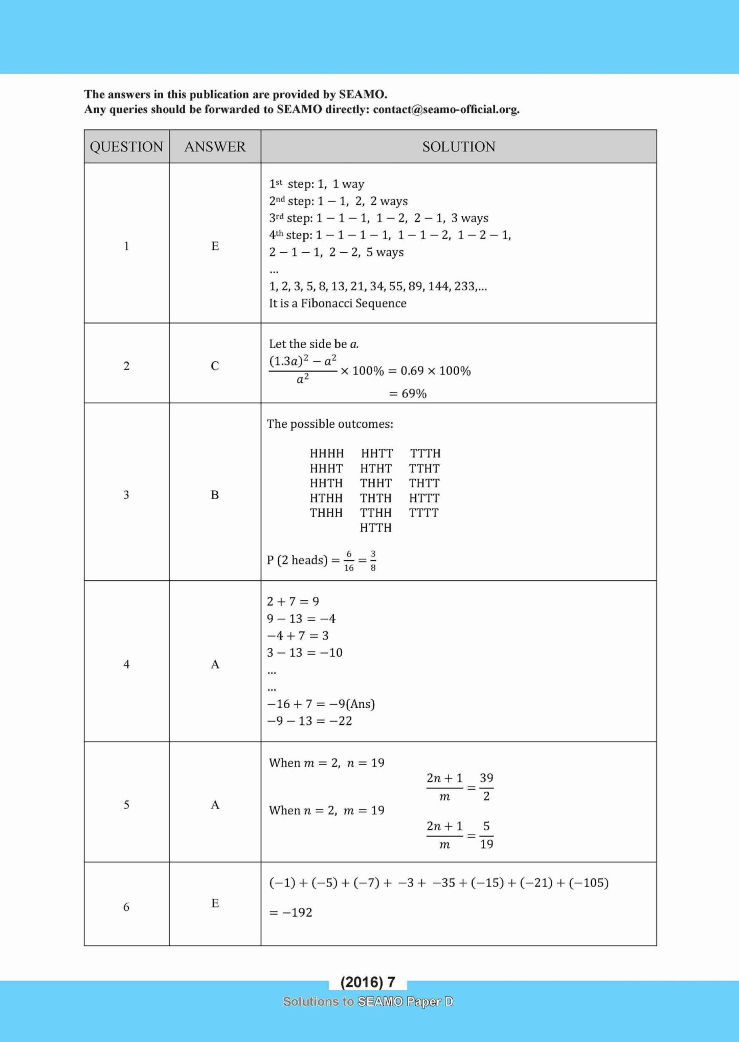 SEAMO Math Olympiad International Competition Preparation Paper D (SEAMO 2016-2024 + SEAMO X 2019-2025) Secondary 1&2