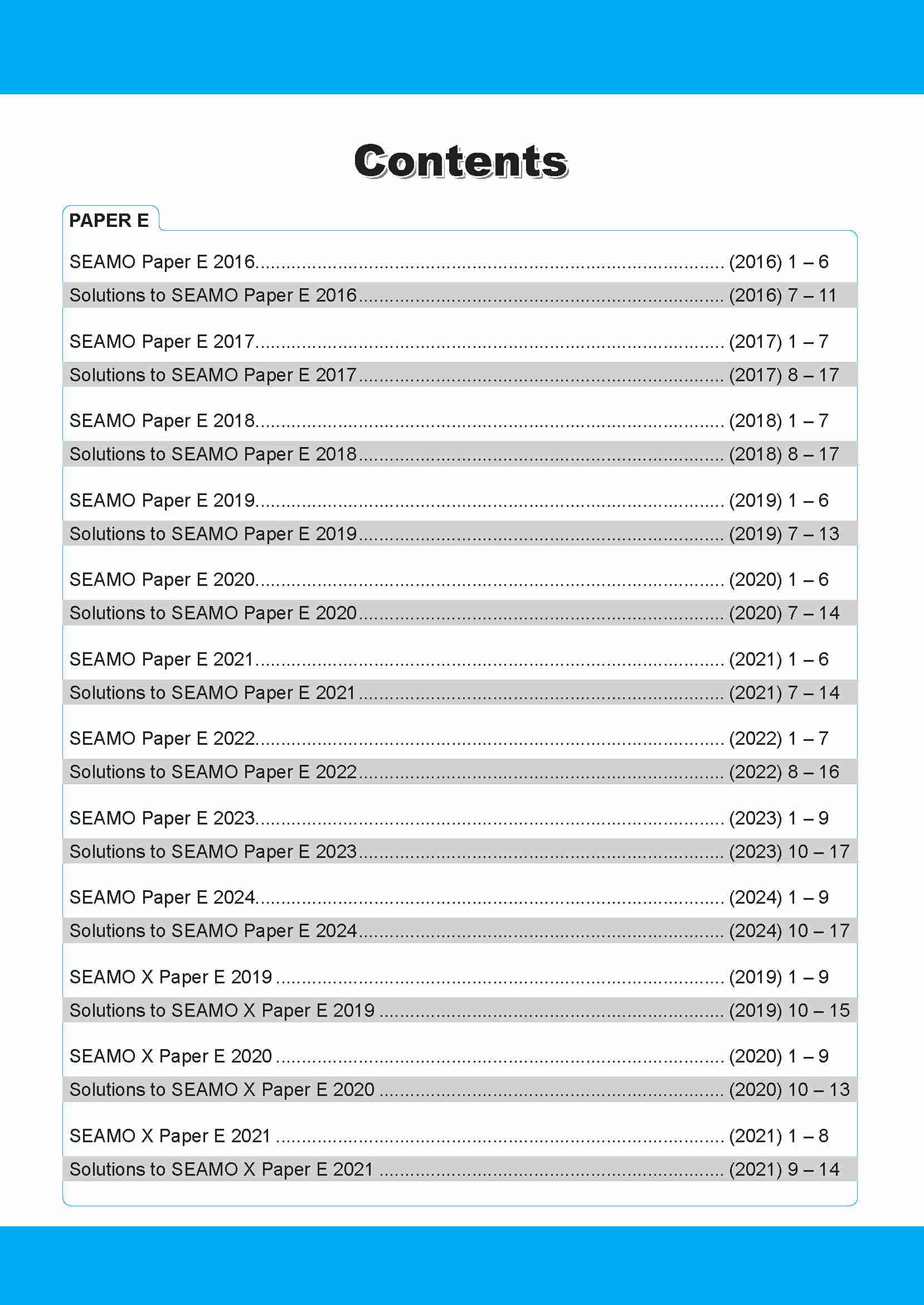 SEAMO Math Olympiad International Competition Preparation Paper E (SEAMO 2016-2024 + SEAMO X 2019-2025) Secondary 3&4