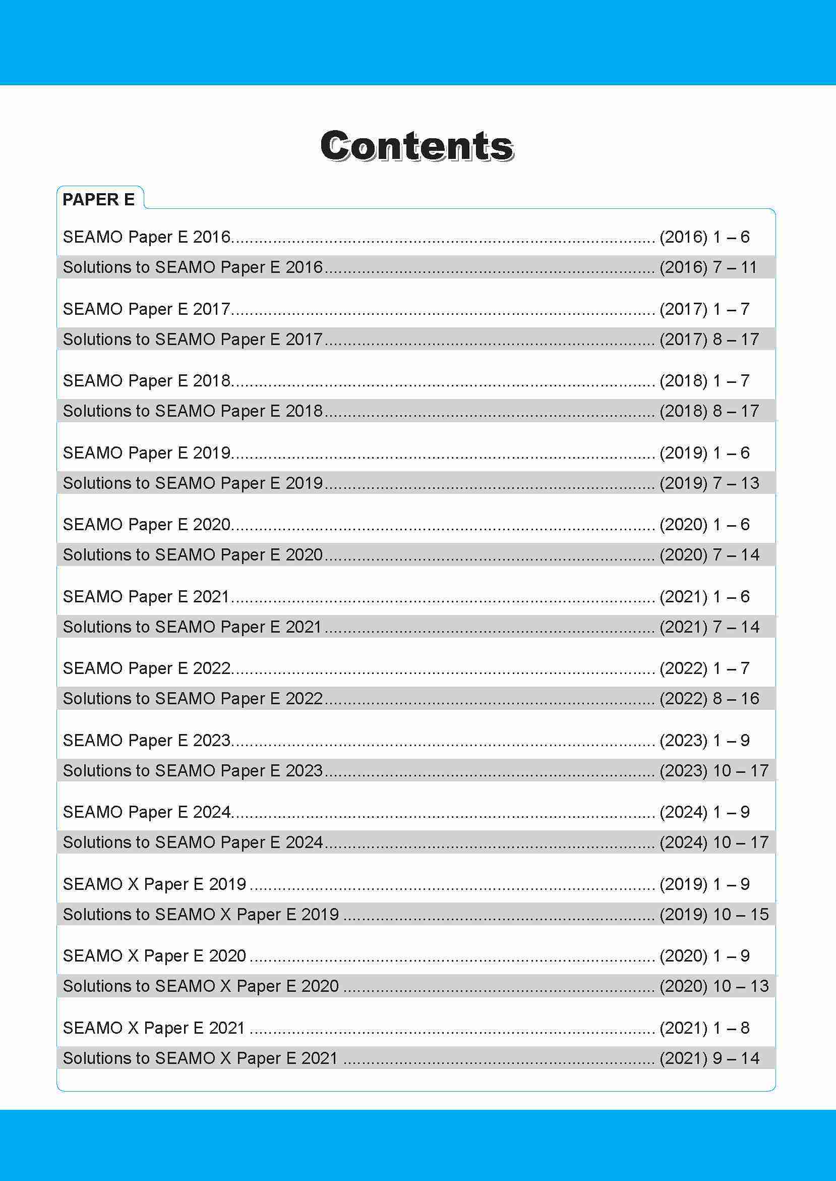 SEAMO Math Olympiad International Competition Preparation Paper E (SEAMO 2016-2024 + SEAMO X 2019-2025) Secondary 3&4