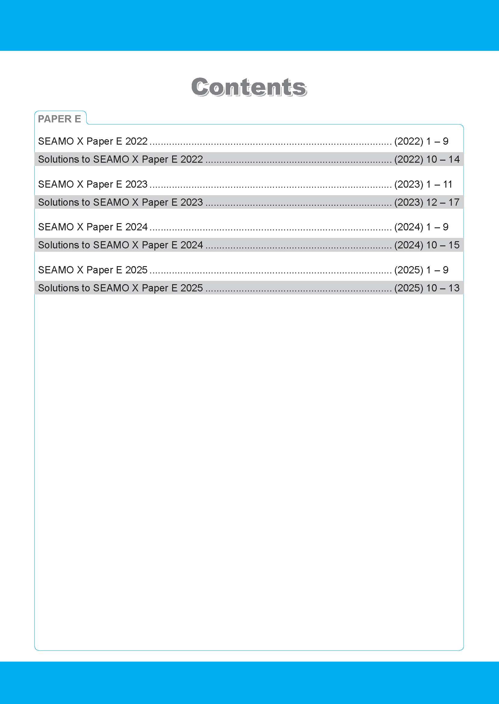 SEAMO Math Olympiad International Competition Preparation Paper E (SEAMO 2016-2024 + SEAMO X 2019-2025) Secondary 3&4