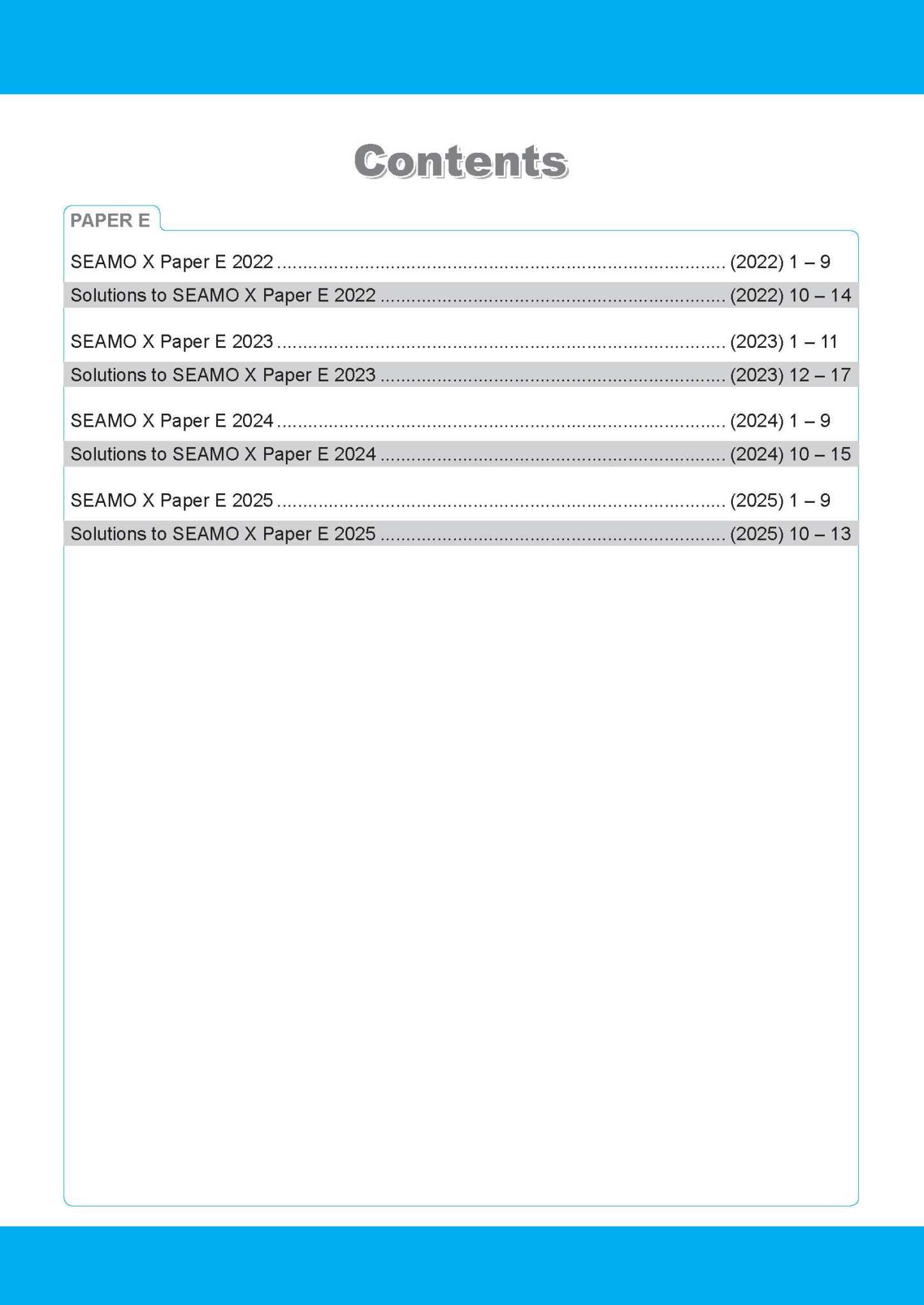 SEAMO Math Olympiad International Competition Preparation Paper E (SEAMO 2016-2024 + SEAMO X 2019-2025) Secondary 3&4