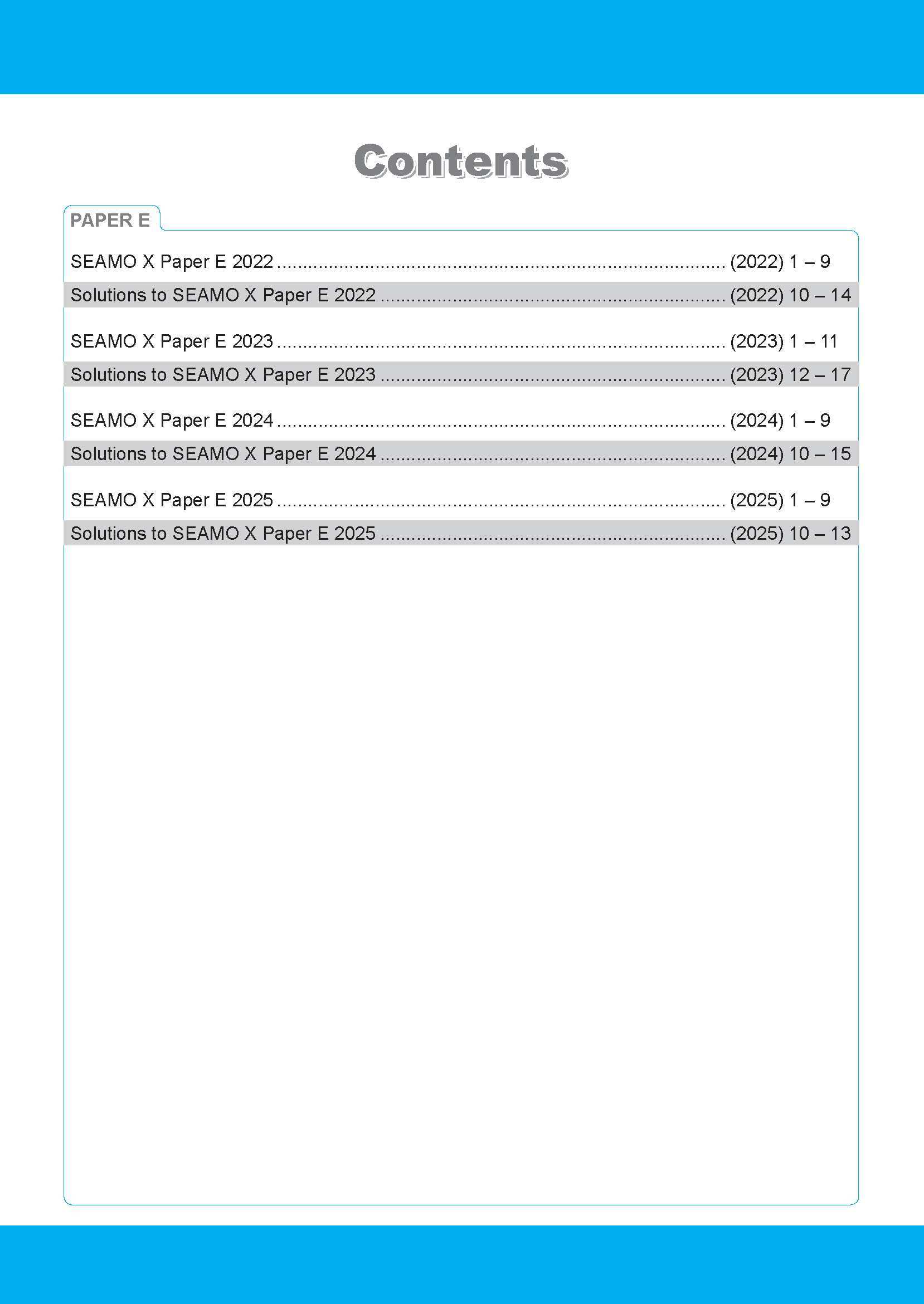 SEAMO Math Olympiad International Competition Preparation Paper E (SEAMO 2016-2024 + SEAMO X 2019-2025) Secondary 3&4