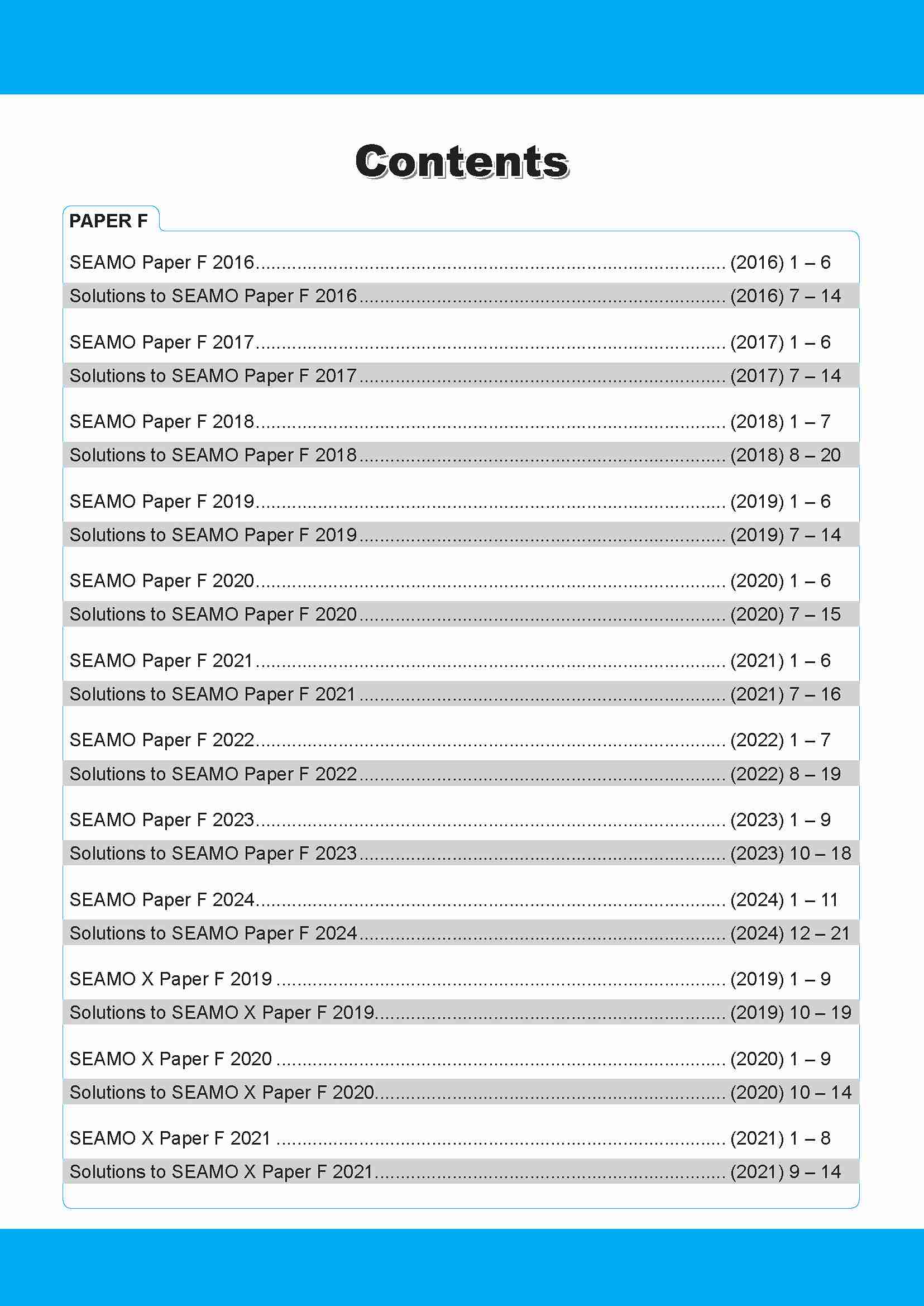                SEAMO Math Olympiad International Competition Preparation Paper F (SEAMO 2016-2024 + SEAMO X 2019-2025) Pre-University 1 & 2