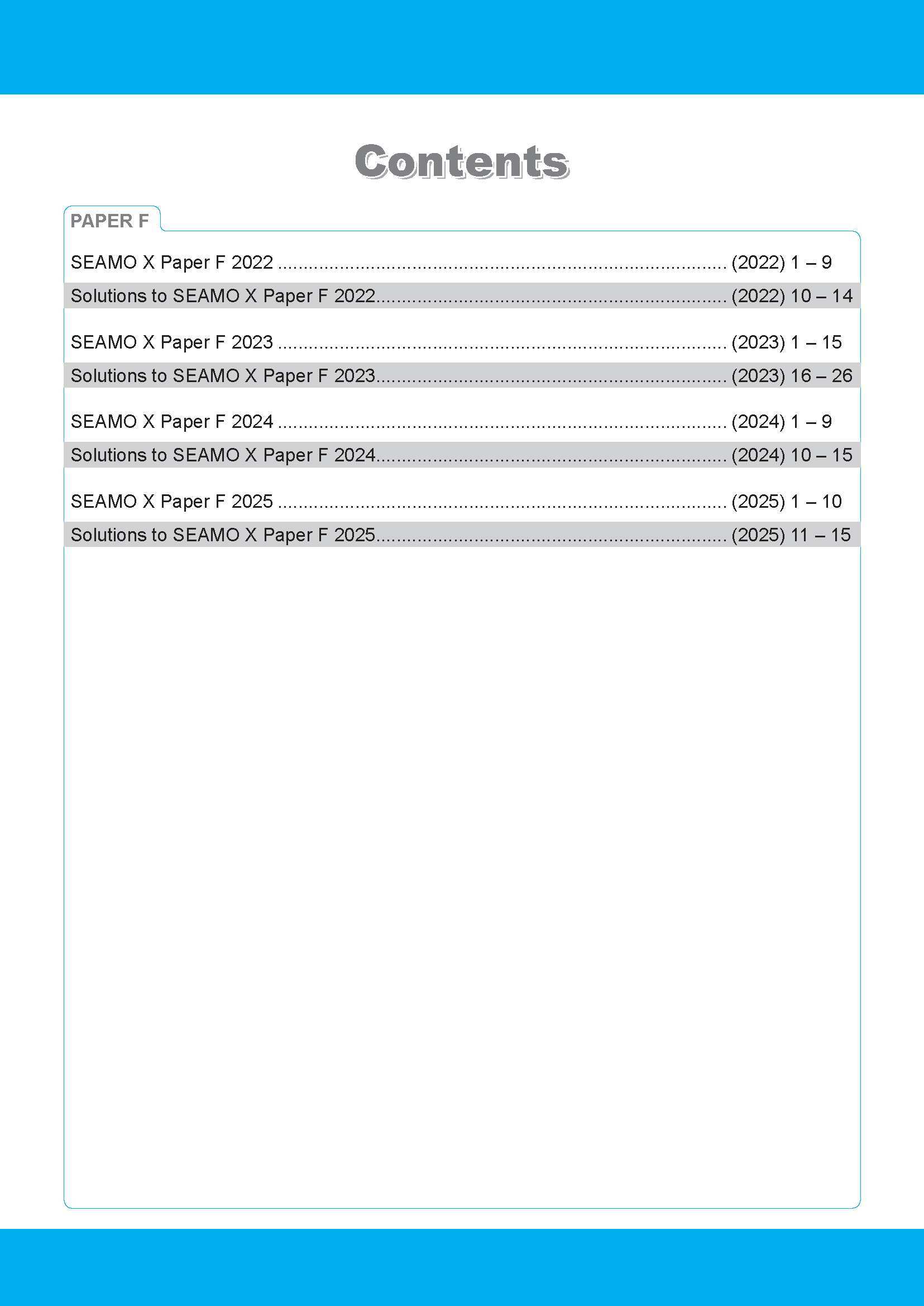                SEAMO Math Olympiad International Competition Preparation Paper F (SEAMO 2016-2024 + SEAMO X 2019-2025) Pre-University 1 & 2